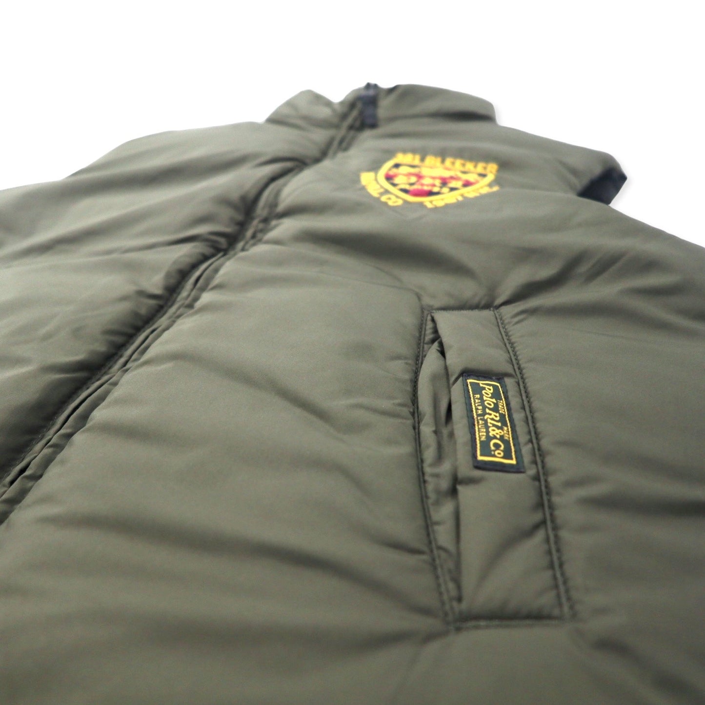 Polo by Ralph Lauren リバーシブル ダウンベスト M カーキ ブラック ポリエステル 381 BLEEKER スモールポニー刺繍