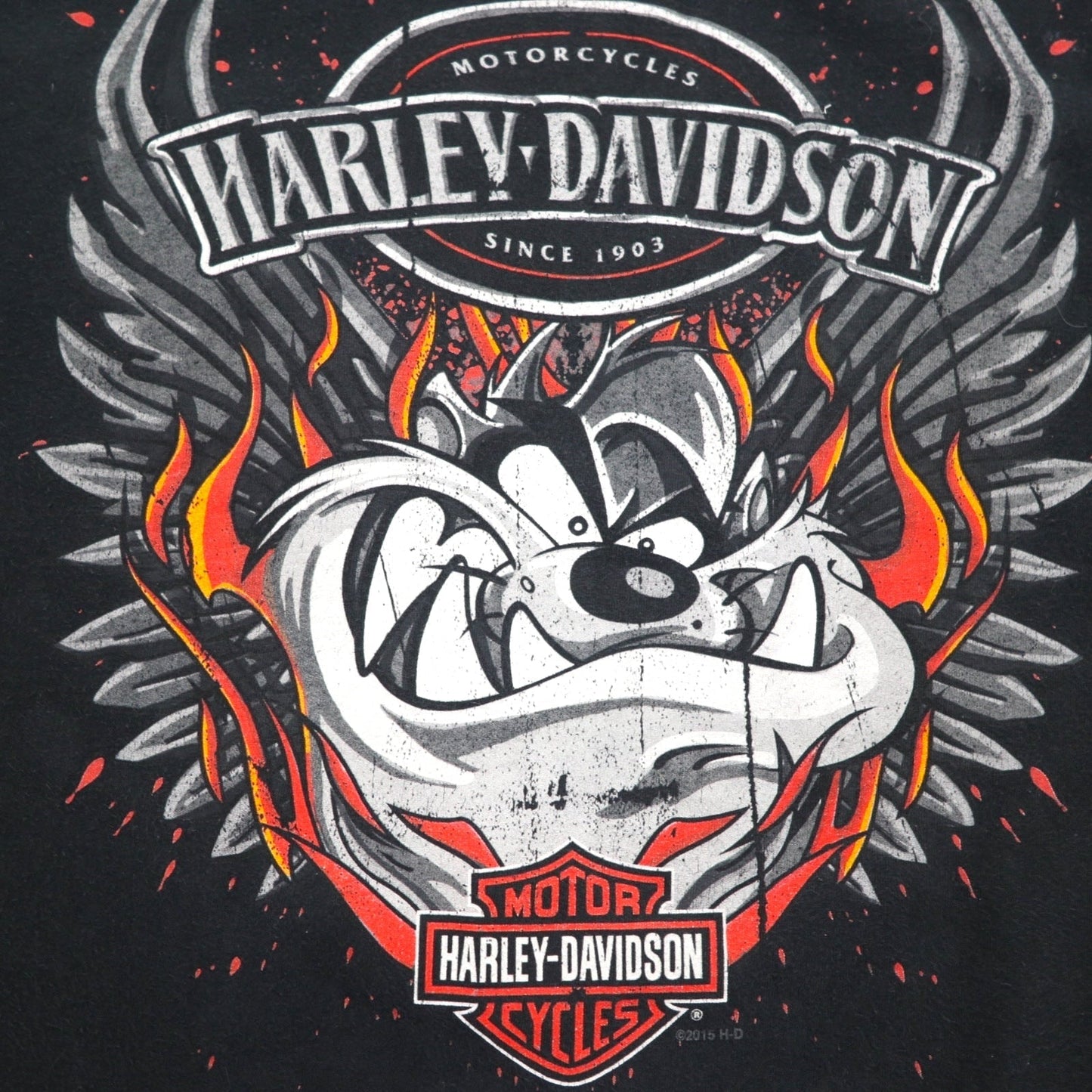 HARLEY DAVIDSON × Warner Bros. ルーニーチューンズ LOONEY TUNES Tシャツ 2XL ブラック キャラクタープリント ダズマニアンデビル DILLON BROTHERS ホンジュラス製