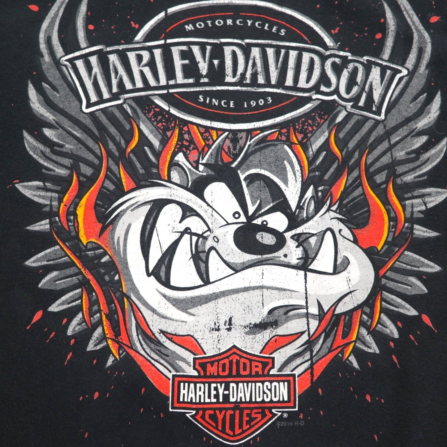HARLEY DAVIDSON × Warner Bros. ルーニーチューンズ LOONEY TUNES Tシャツ 2XL ブラック キャラクタープリント ダズマニアンデビル DILLON BROTHERS ホンジュラス製