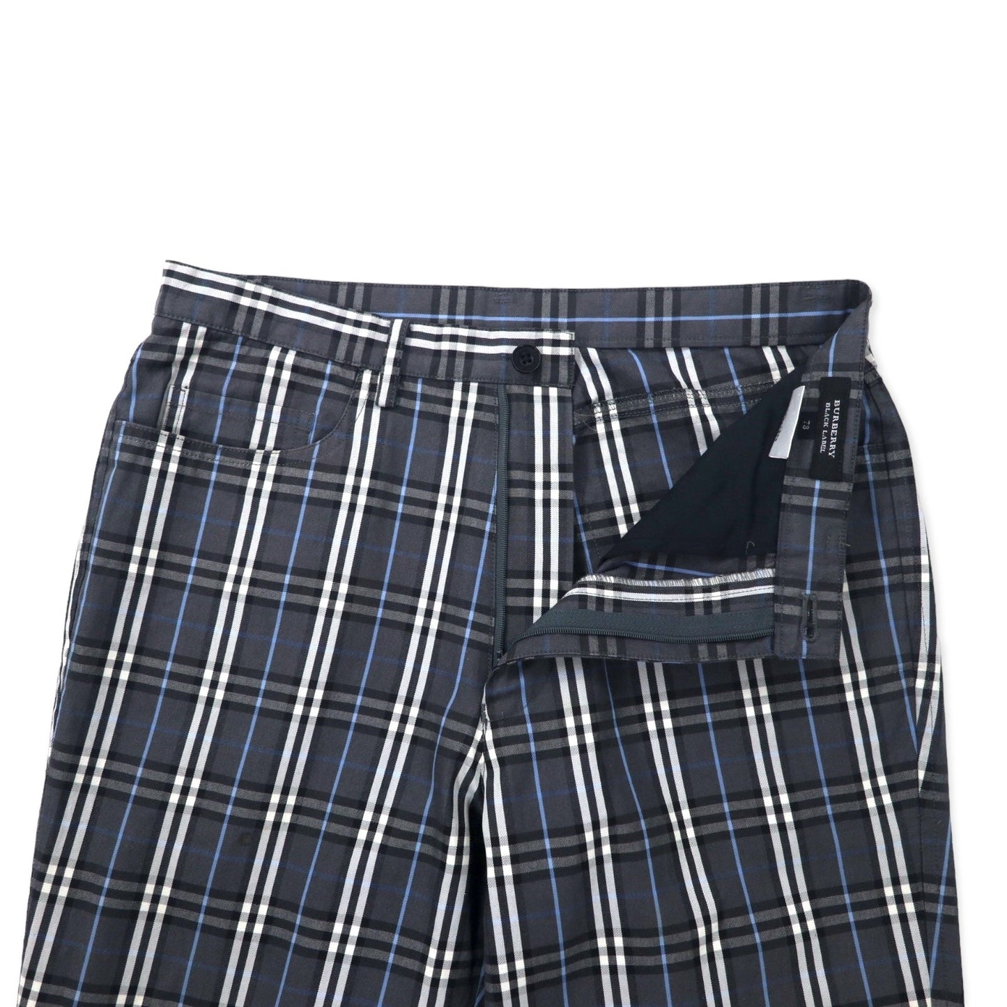 BURBERRY BLACK LABEL ノバチェック ストレートパンツ 73 グレー コットン BMS40-906-07