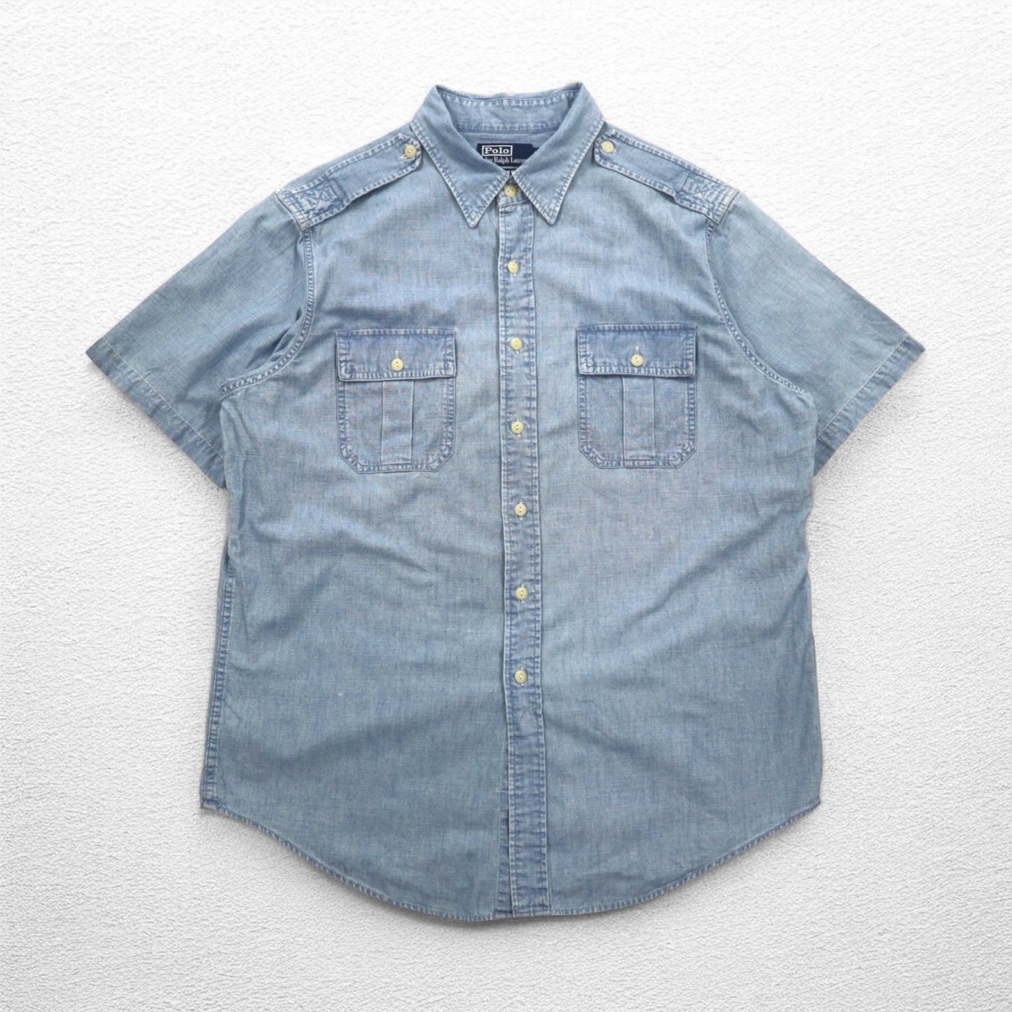 Polo by Ralph Lauren 90年代 半袖 デニムシャツ XL ブルー コットン 胸ポケット