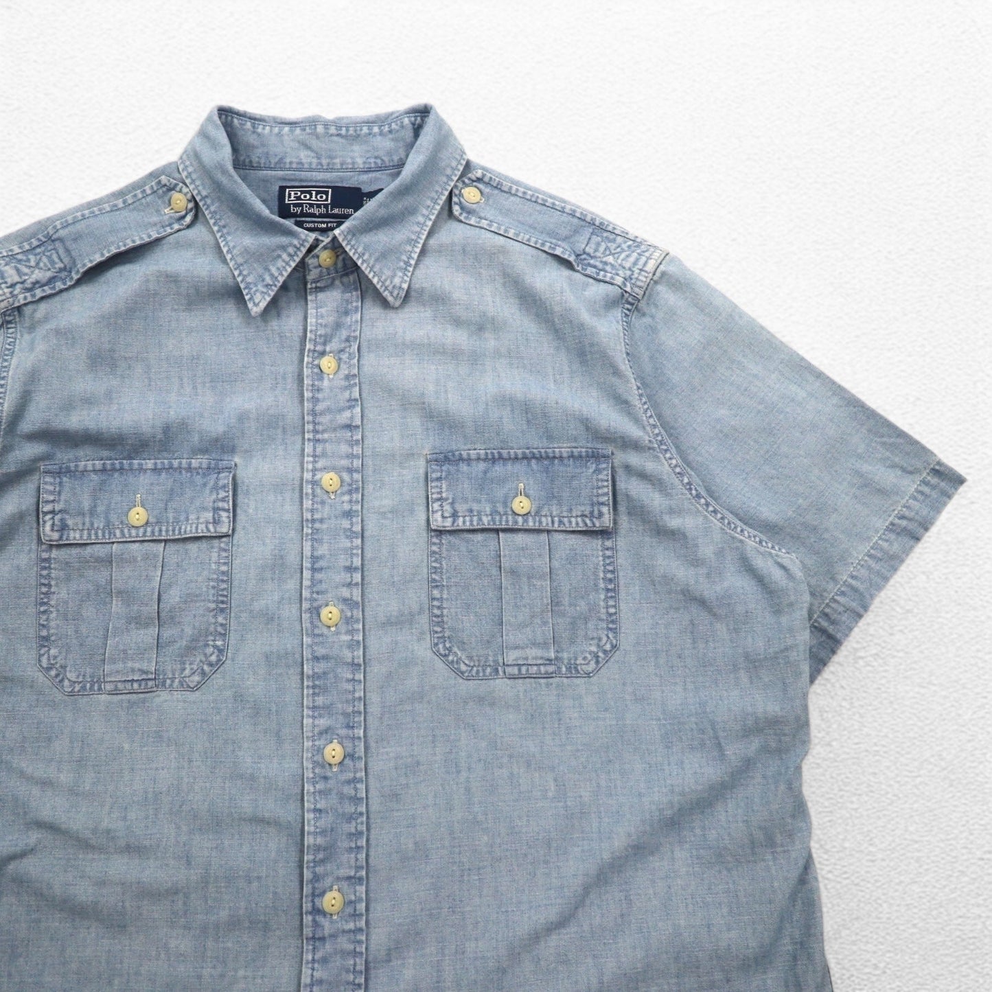 Polo by Ralph Lauren 90年代 半袖 デニムシャツ XL ブルー コットン 胸ポケット