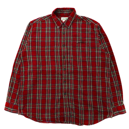 L.L.Bean タータンチェック ボタンダウンシャツ L レッド コットン
