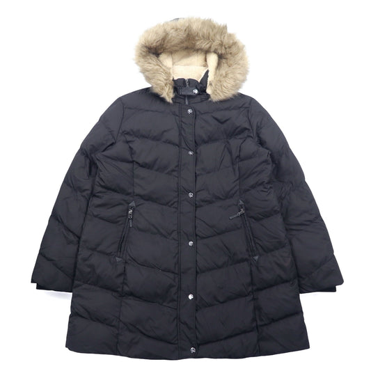 LAUREN RALPH LAUREN Aライン ダウンコート XXL ブラック ポリエステル ファー フード着脱式