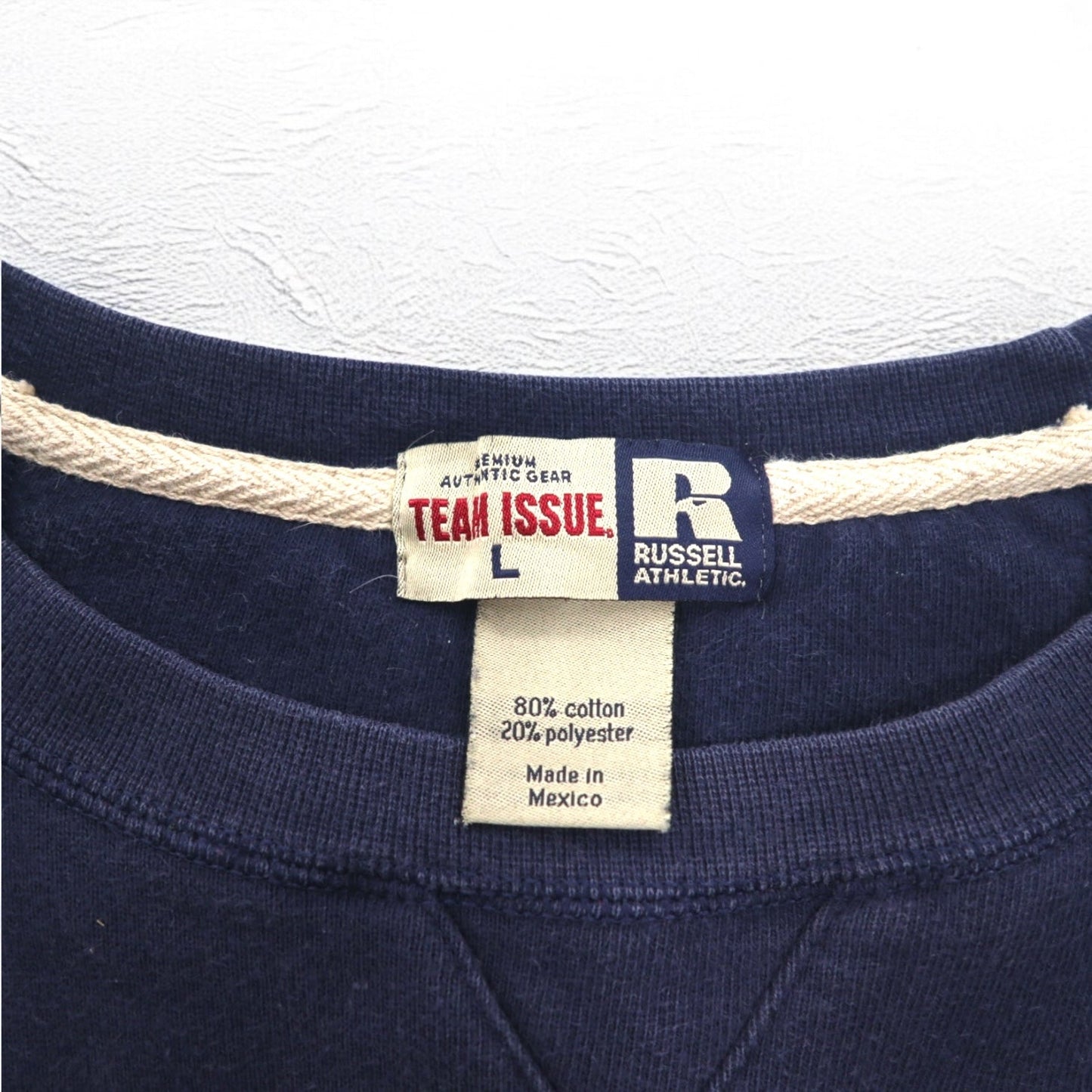 RUSSELLE ATHLETIC 90年代 TEAM ISSUE カレッジ スウェット L ネイビー 前V RYAN RAIDER BASEBALL 2段プリント メキシコ戦