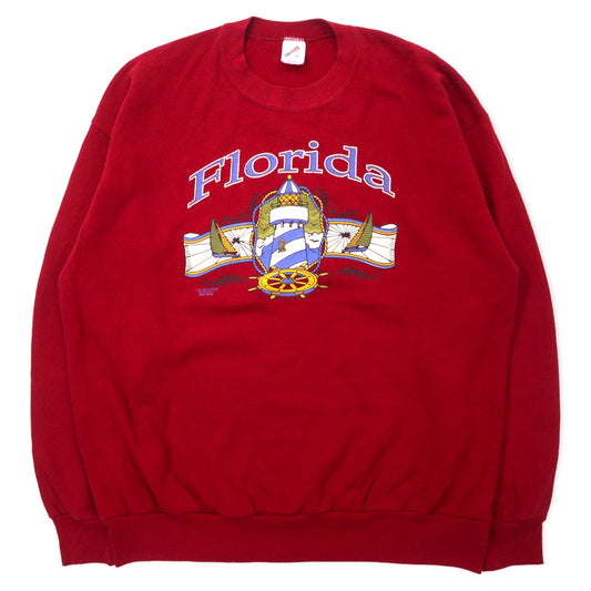 JERZEES USA製 90年代 プリント スウェット XL レッド コットン Florida