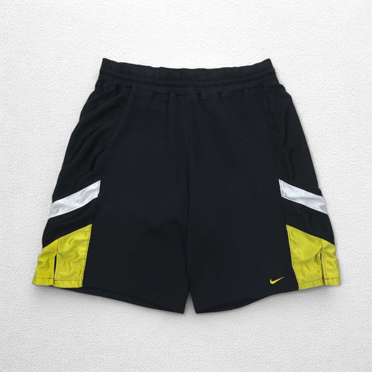 NIKE 00年代 ゲーム ショートパンツ ハーフパンツ L ブラック イエロー サイドライン スウォッシュ