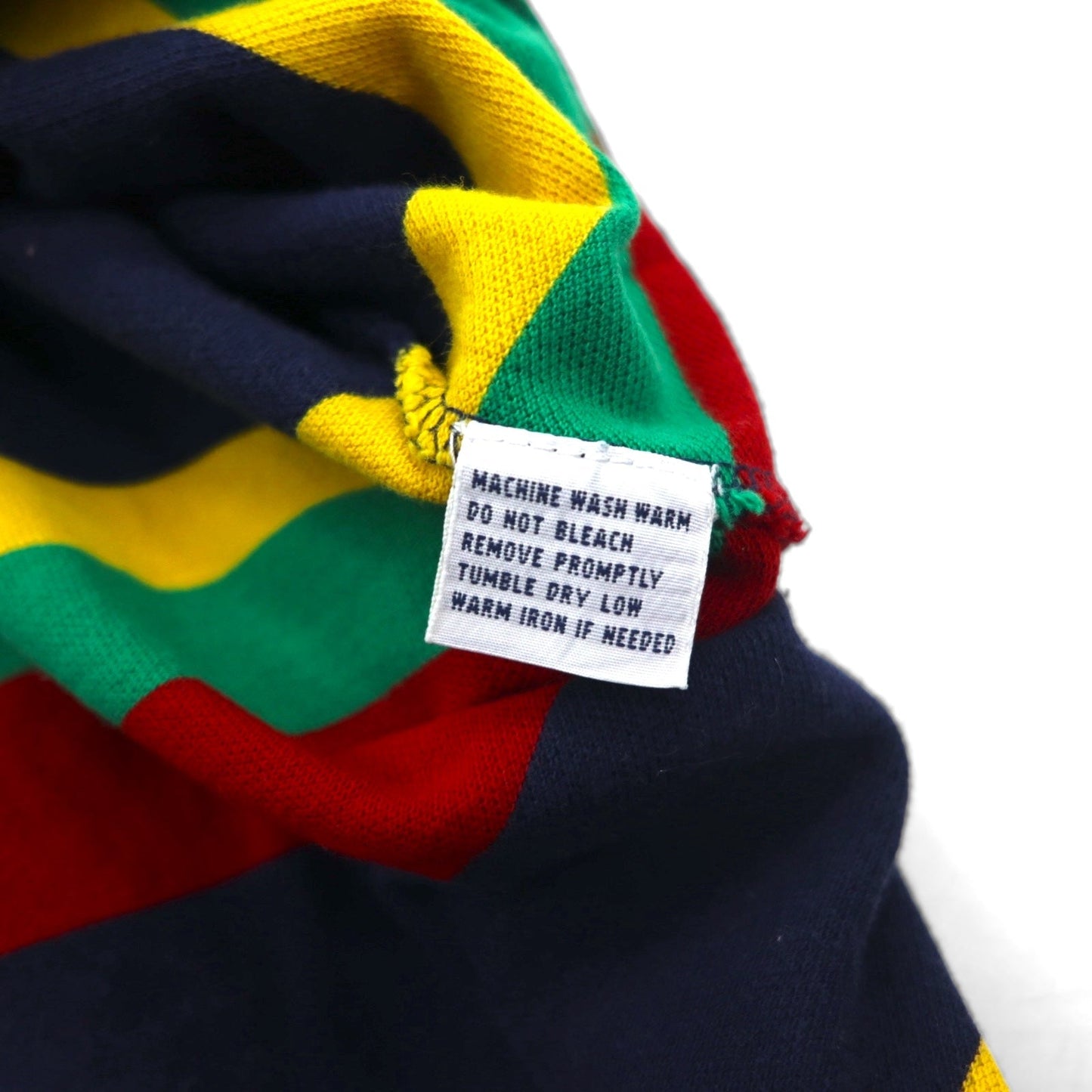 Polo by Ralph Lauren 90年代 マルチボーダー ポロシャツ L ネイビー ラスタカラー 鹿の子 スモールポニー刺繍