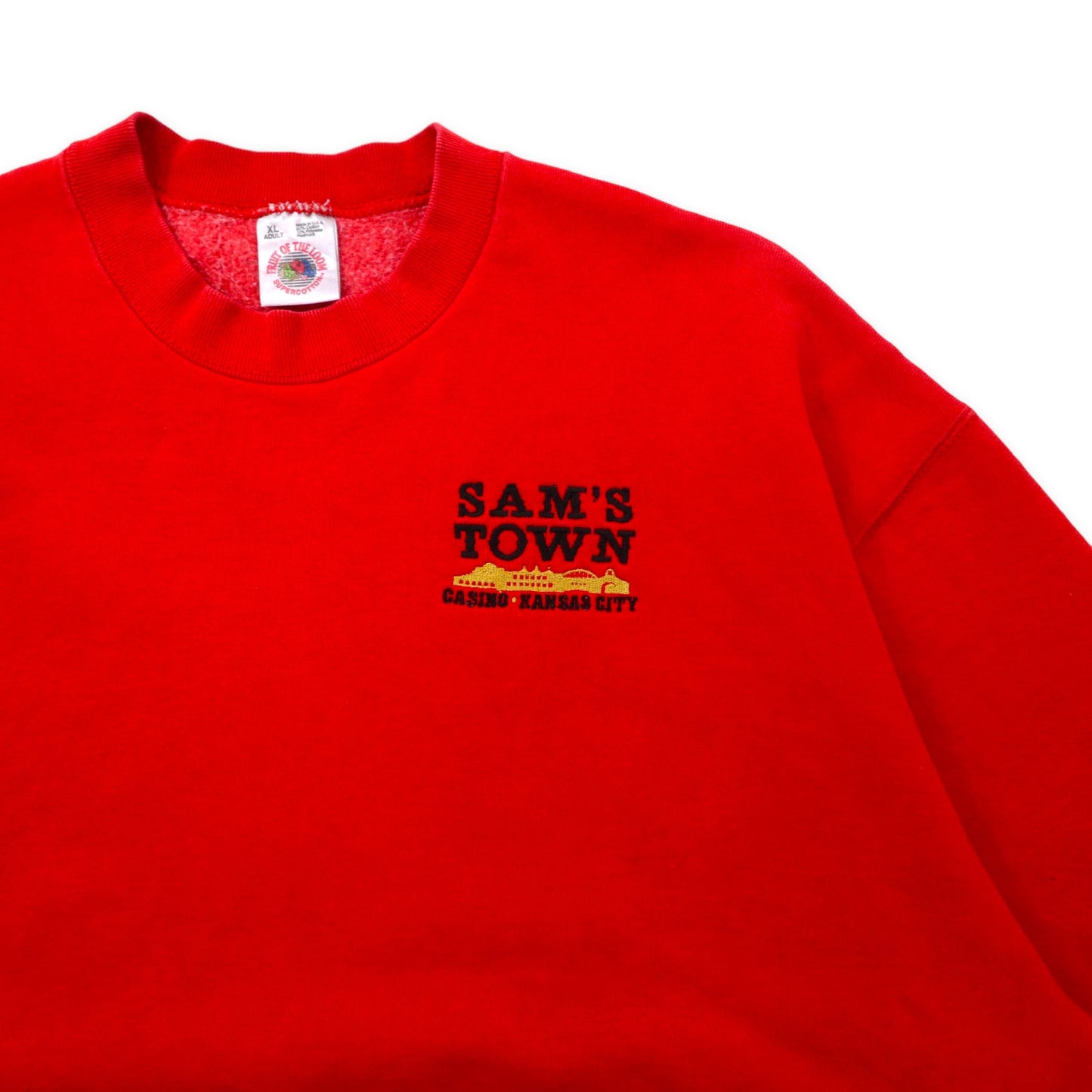 FRUIT OF THE LOOM USA製 90年代 スウェット XL レッド コットン 裏起毛 SAM'S TOWN ビッグサイズ