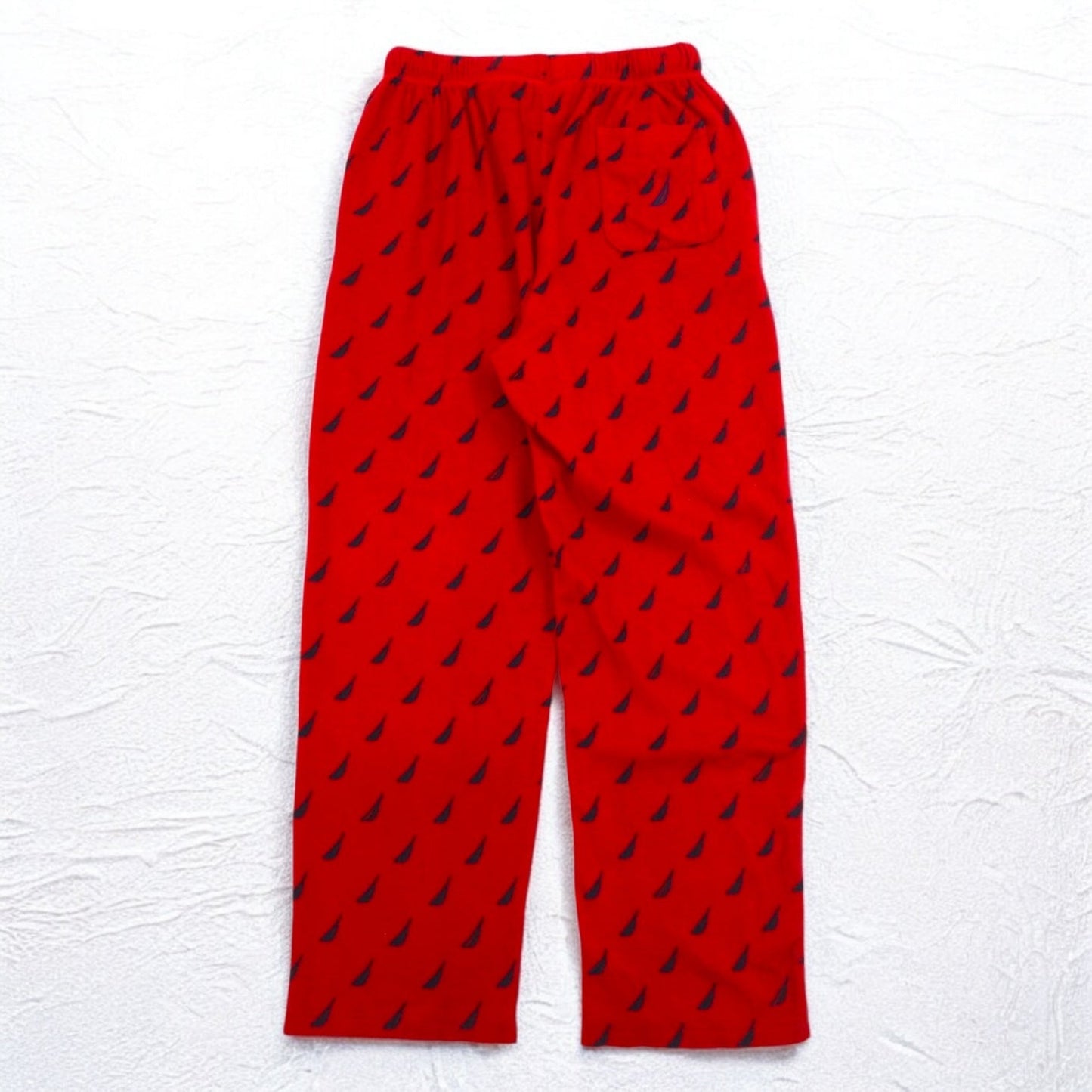 NAUTICA パジャマパンツ イージーパンツ M レッド マイクロフリース 総柄 SLEEPWEAR