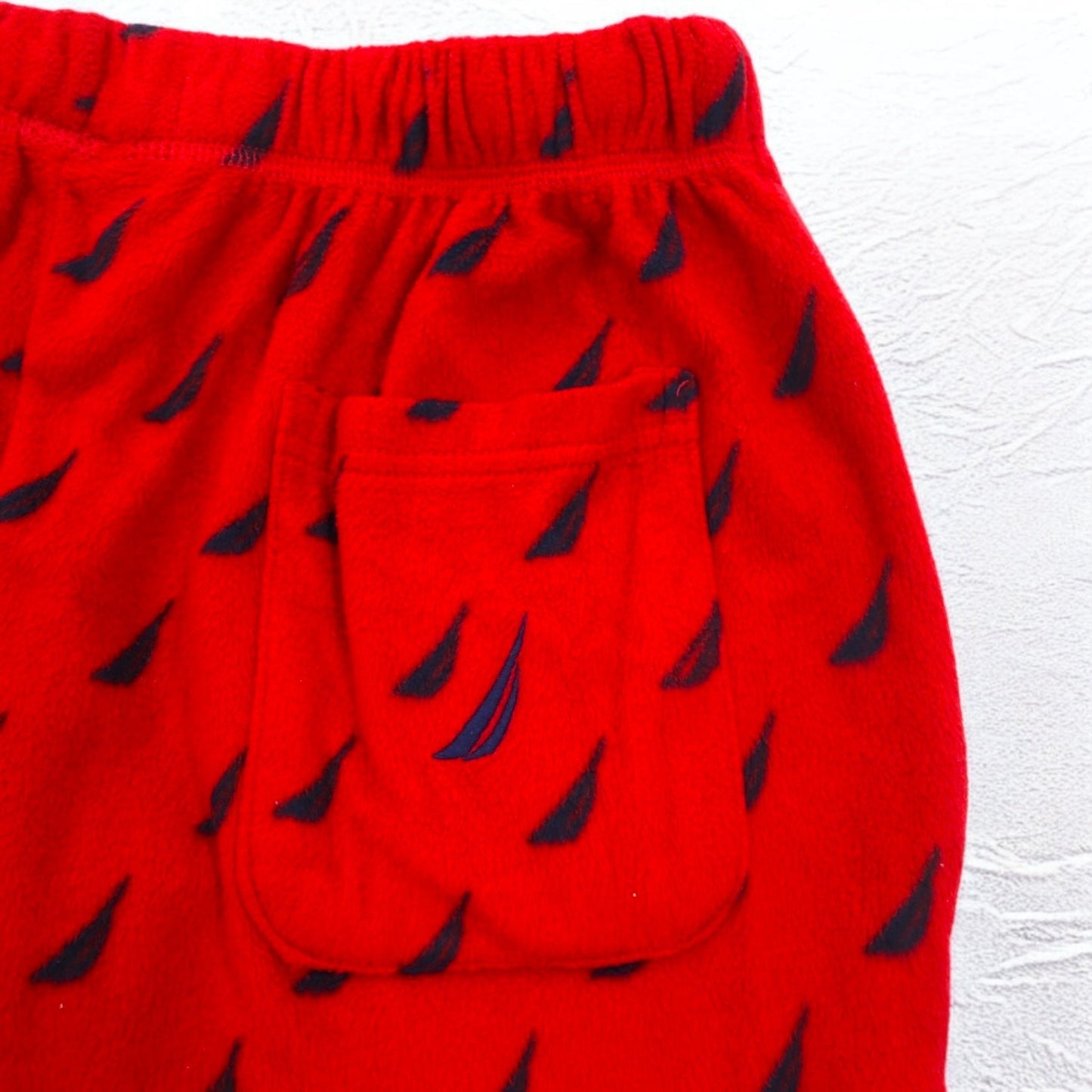 NAUTICA パジャマパンツ イージーパンツ M レッド マイクロフリース 総柄 SLEEPWEAR