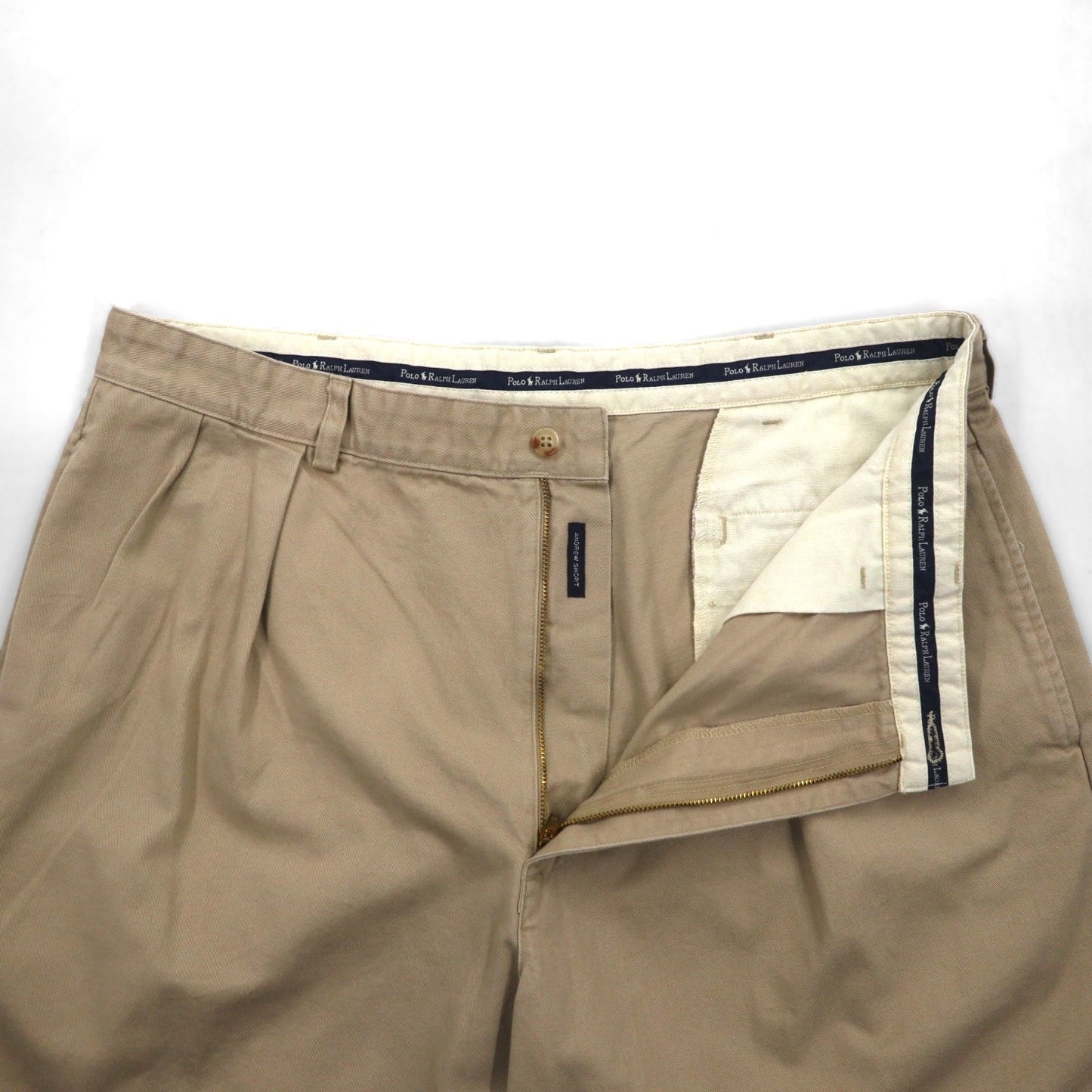 POLO RALPH LAUREN 90年代 ポロチノ 2タック ショートパンツ XL ベージュ メキシコ製