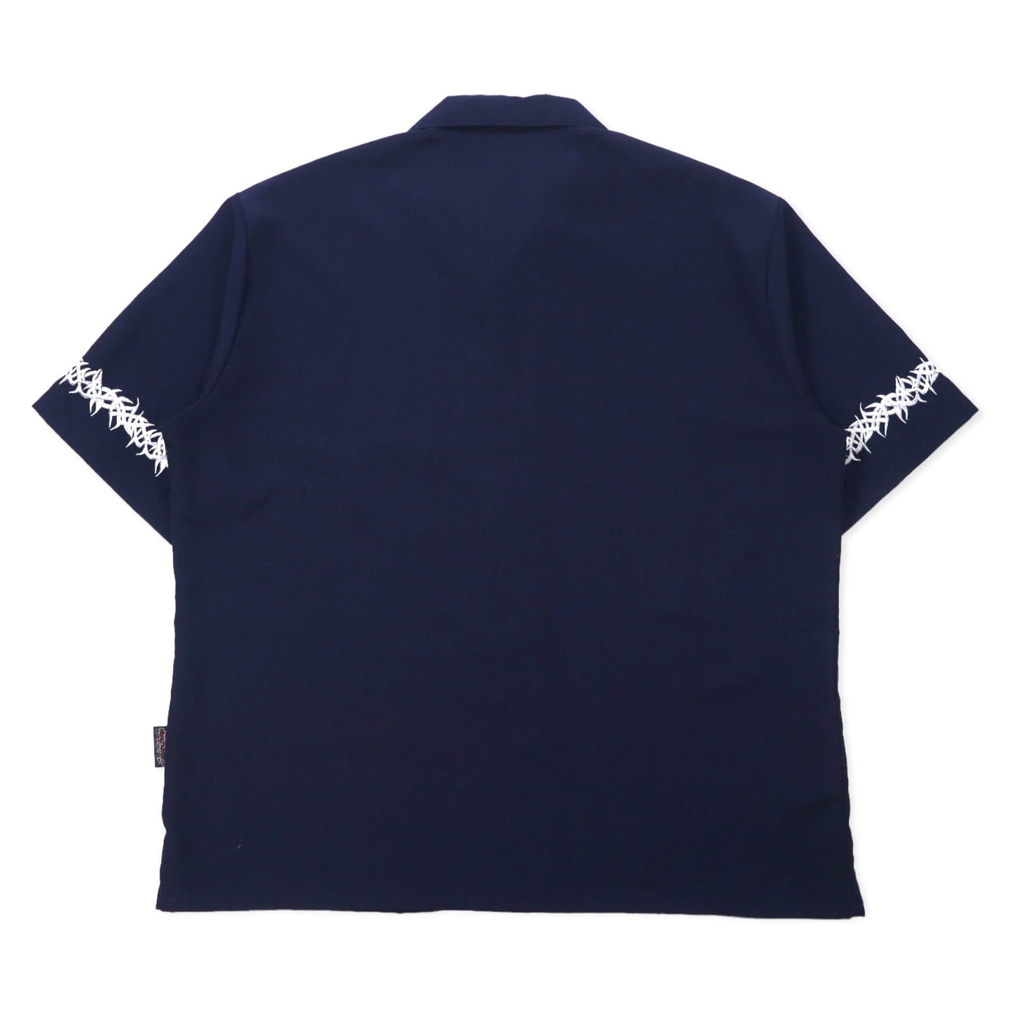 Sapphire Lounge 90年代 オープンカラーシャツ アロハシャツ XL ネイビー ポリエステル 刺繍