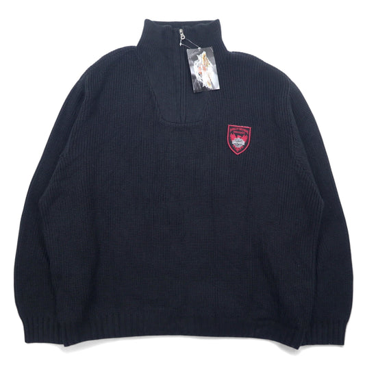 HARLEY DAVIDSON ハーフジップ ニット セーター 3XL ブラック アクリル ロゴワッペン 未使用品