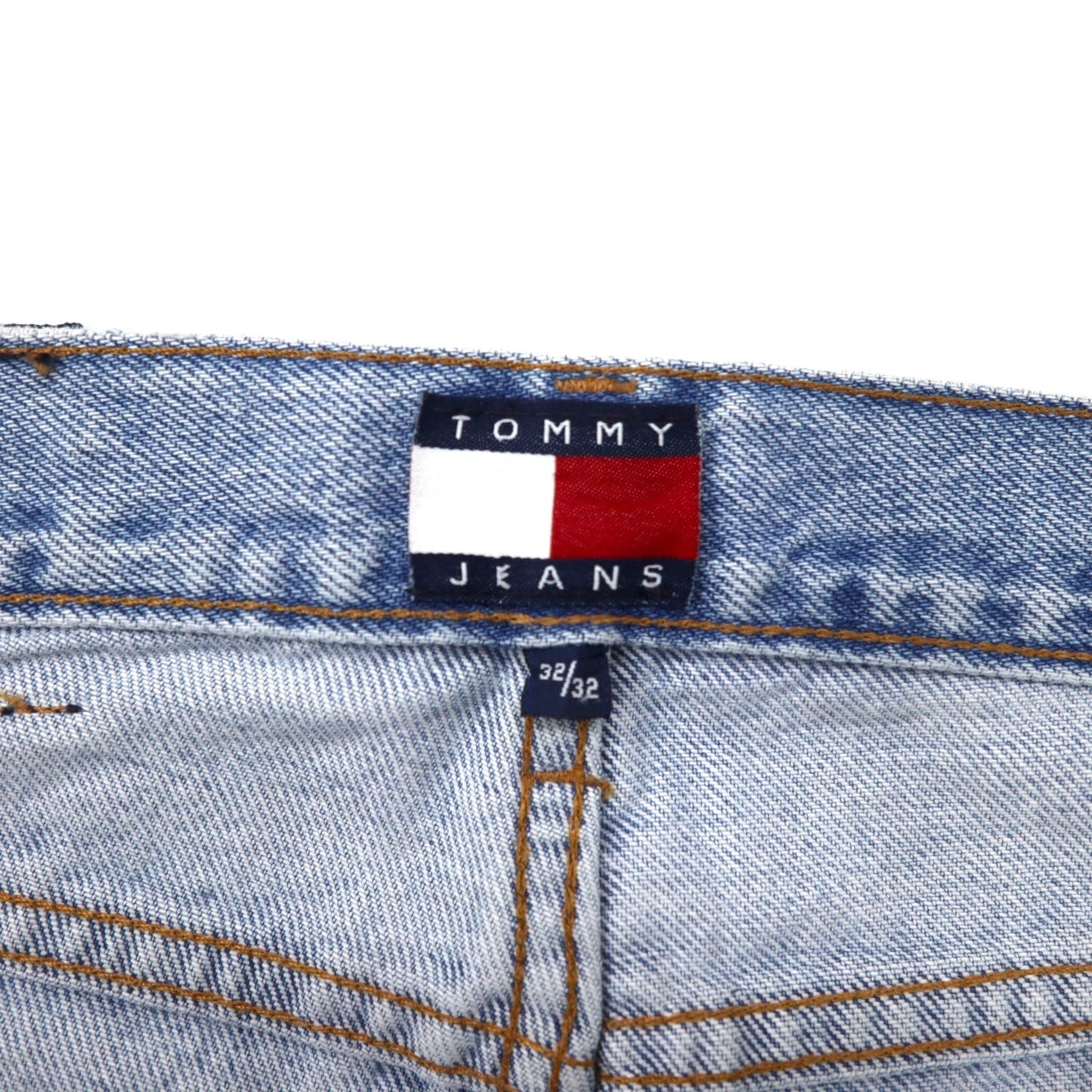 TOMMY JEANS USA製 90年代 バギー テーパード デニムパンツ 32 ブルー アイスウォッシュ コットン
