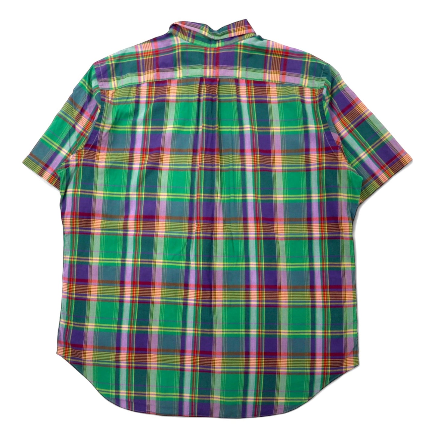 Ralph Lauren クラシックフィット 半袖 ボタンダウンシャツ 2XLT TALL グリーン チェック コットン スモールポニー 刺繍 ビッグサイズ