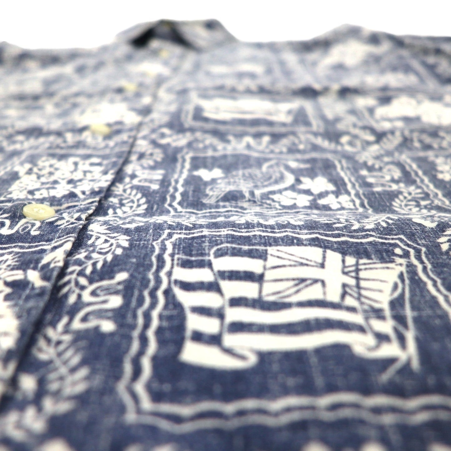 reyn spooner 90年代 ハワイ製 ビキニタグ ハワイアン アロハシャツ L ネイビー 総柄