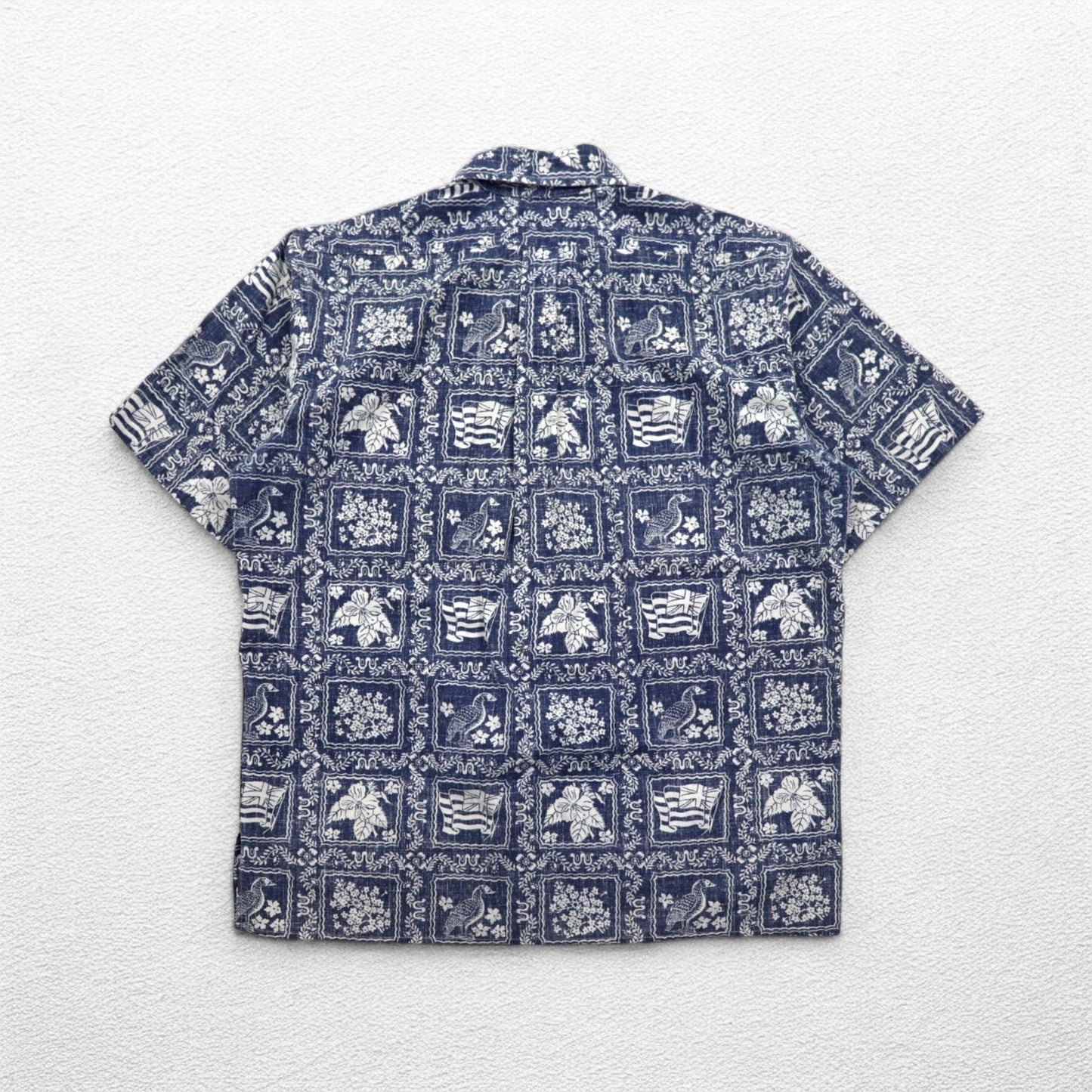 reyn spooner 90年代 ハワイ製 ビキニタグ ハワイアン アロハシャツ L ネイビー 総柄