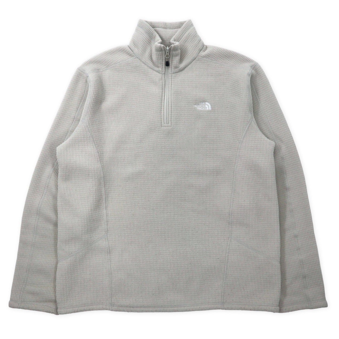 THE NORTH FACE ハーフジップ フリースジャケット L クリーム ポリエステル ワンポイントロゴ刺繍