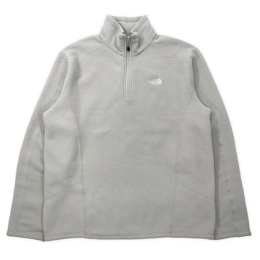 THE NORTH FACE ハーフジップ フリースジャケット L クリーム ポリエステル ワンポイントロゴ刺繍