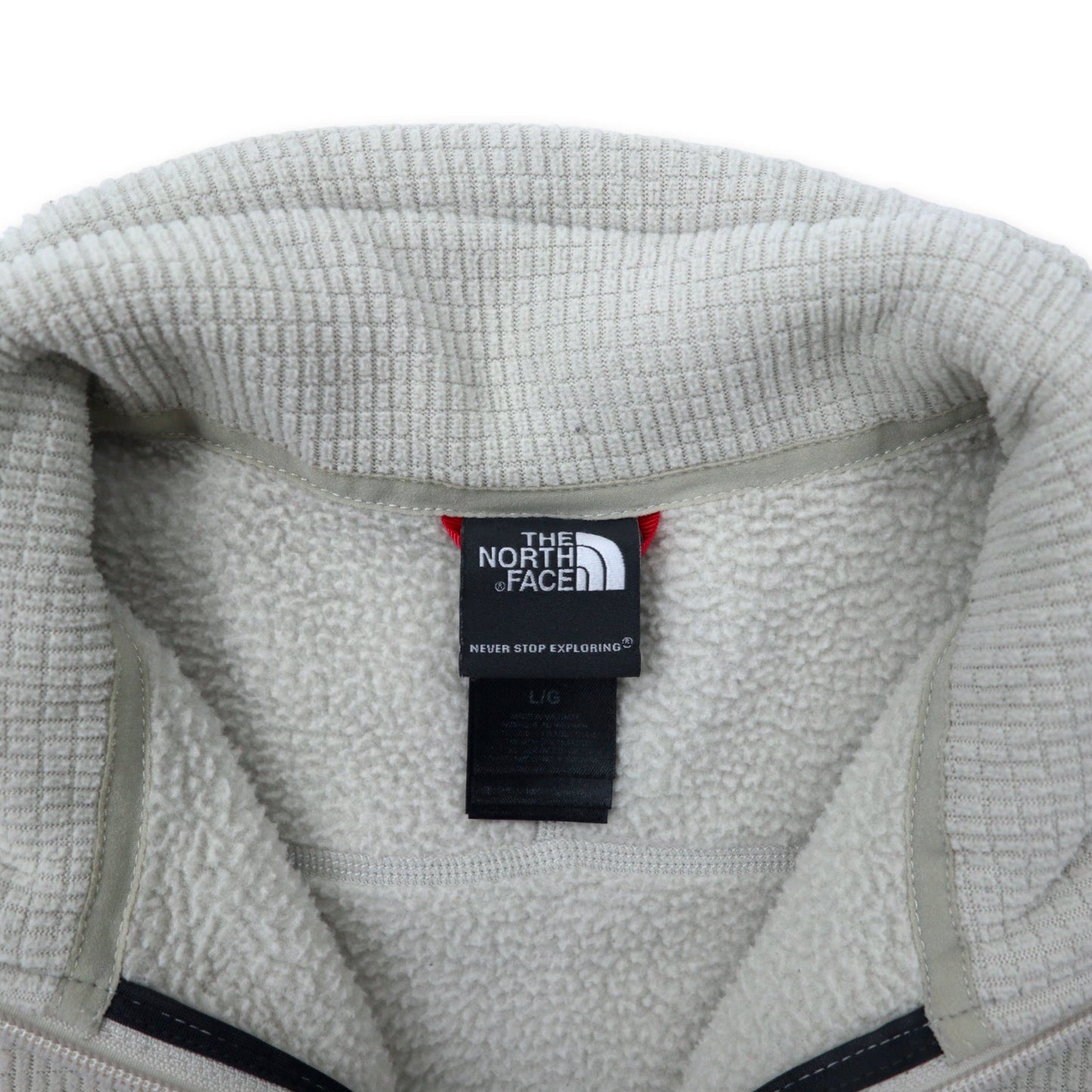 THE NORTH FACE ハーフジップ フリースジャケット L クリーム ポリエステル ワンポイントロゴ刺繍