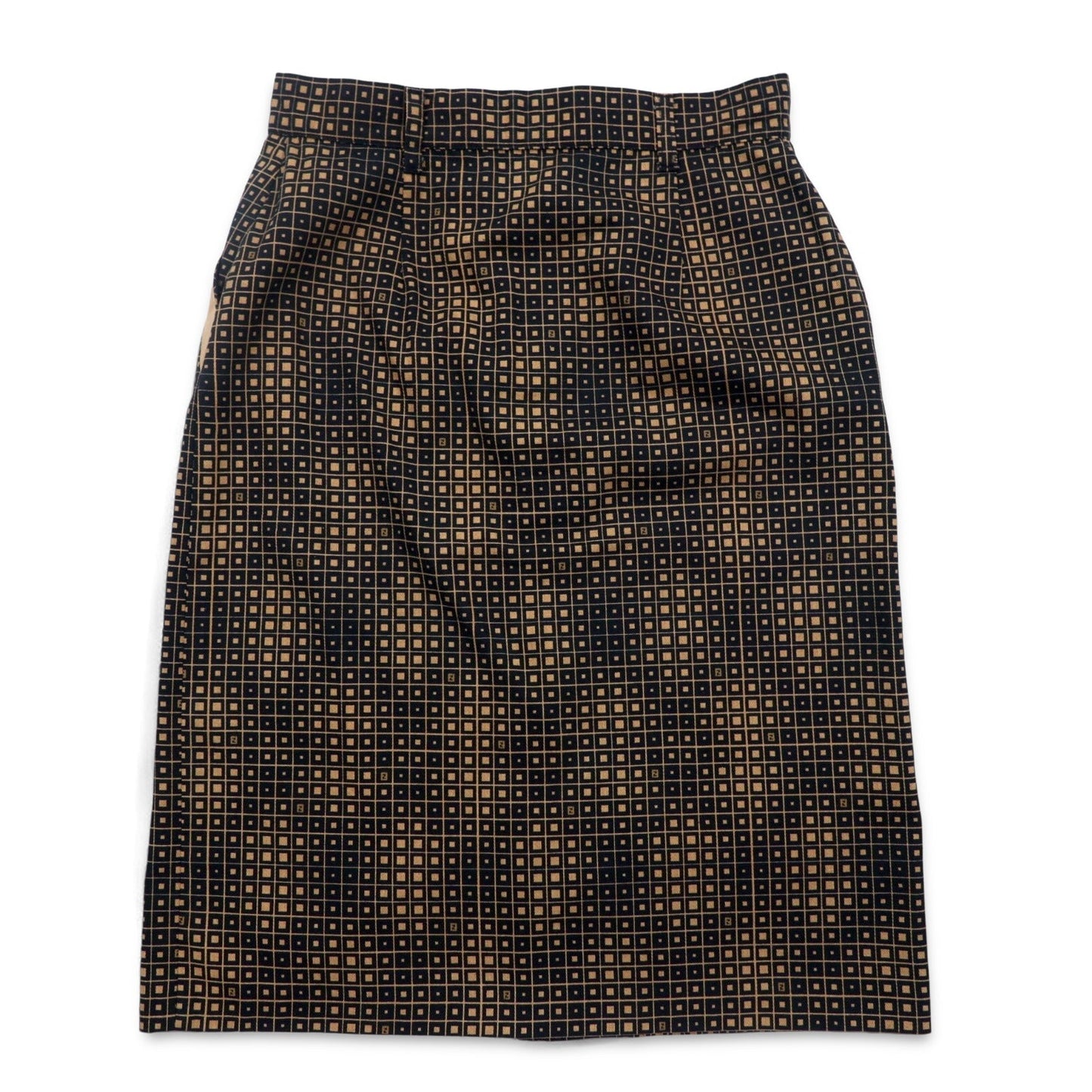 FENDI イタリア製 ズッカ モノグラム スカート L ブラック コットン 総柄 幾何学