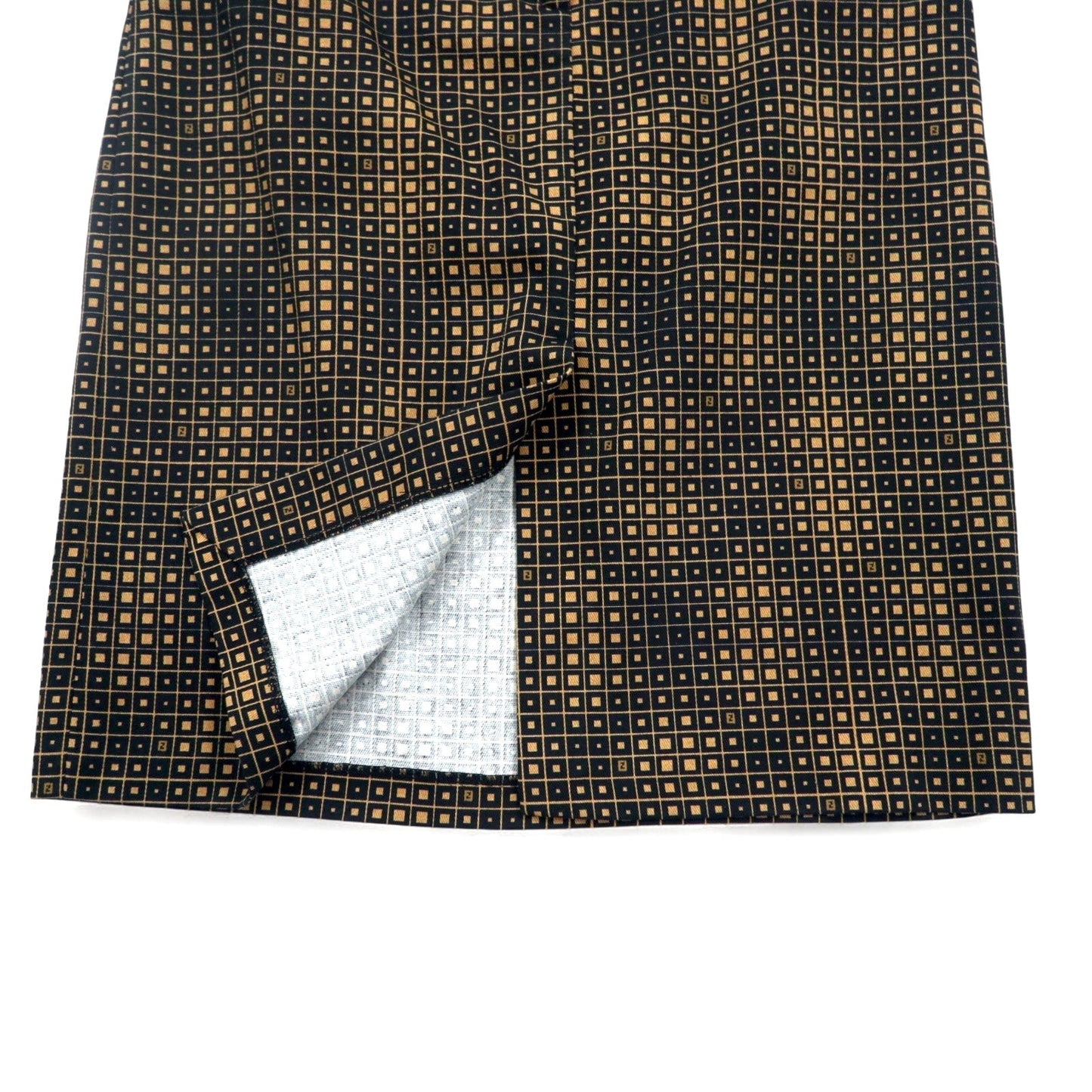 FENDI イタリア製 ズッカ モノグラム スカート L ブラック コットン 総柄 幾何学