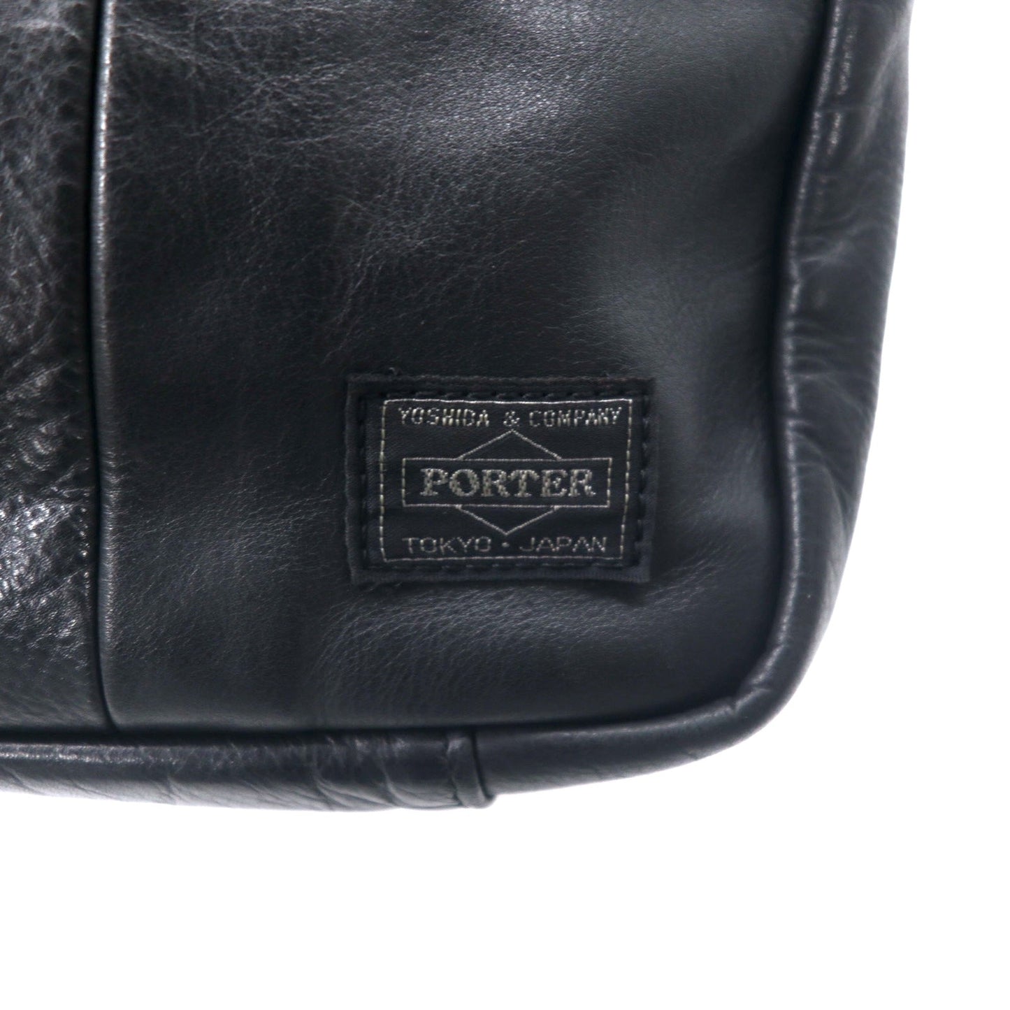 PORTER アルーフ ウエストバッグ ボディーバッグ ブラック レザー カーフスキン ALOOF 日本製