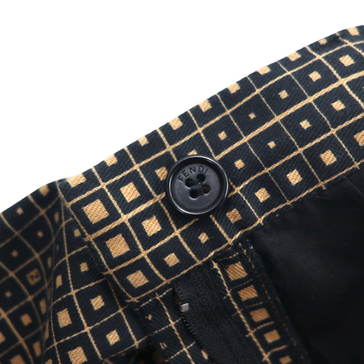 FENDI イタリア製 ズッカ モノグラム スカート L ブラック コットン 総柄 幾何学