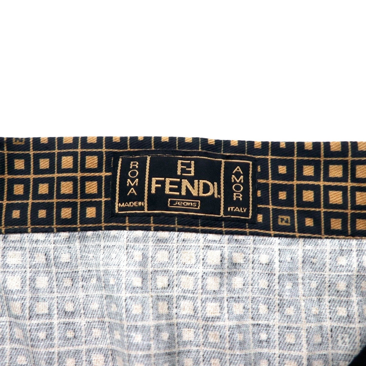 FENDI イタリア製 ズッカ モノグラム スカート L ブラック コットン 総柄 幾何学