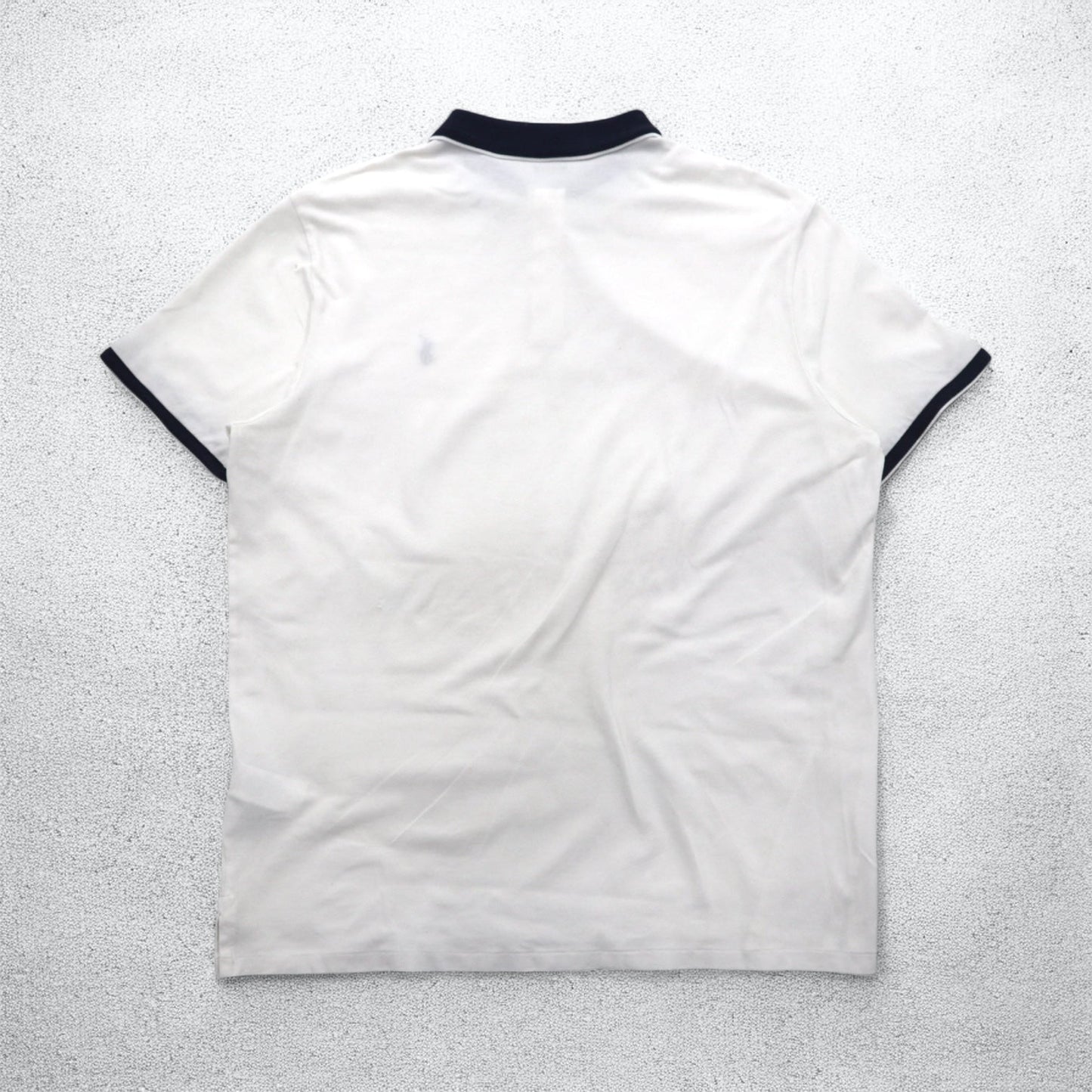 POLO RALPH LAUREN リブライン ポロシャツ XL ホワイト コットン 鹿の子 スモールポニー刺繍