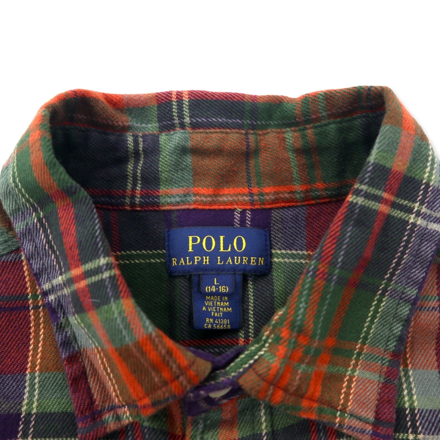 POLO RALPH LAUREN ボーイフレンドフィット フランネルシャツ L ブラウン チェック コットン