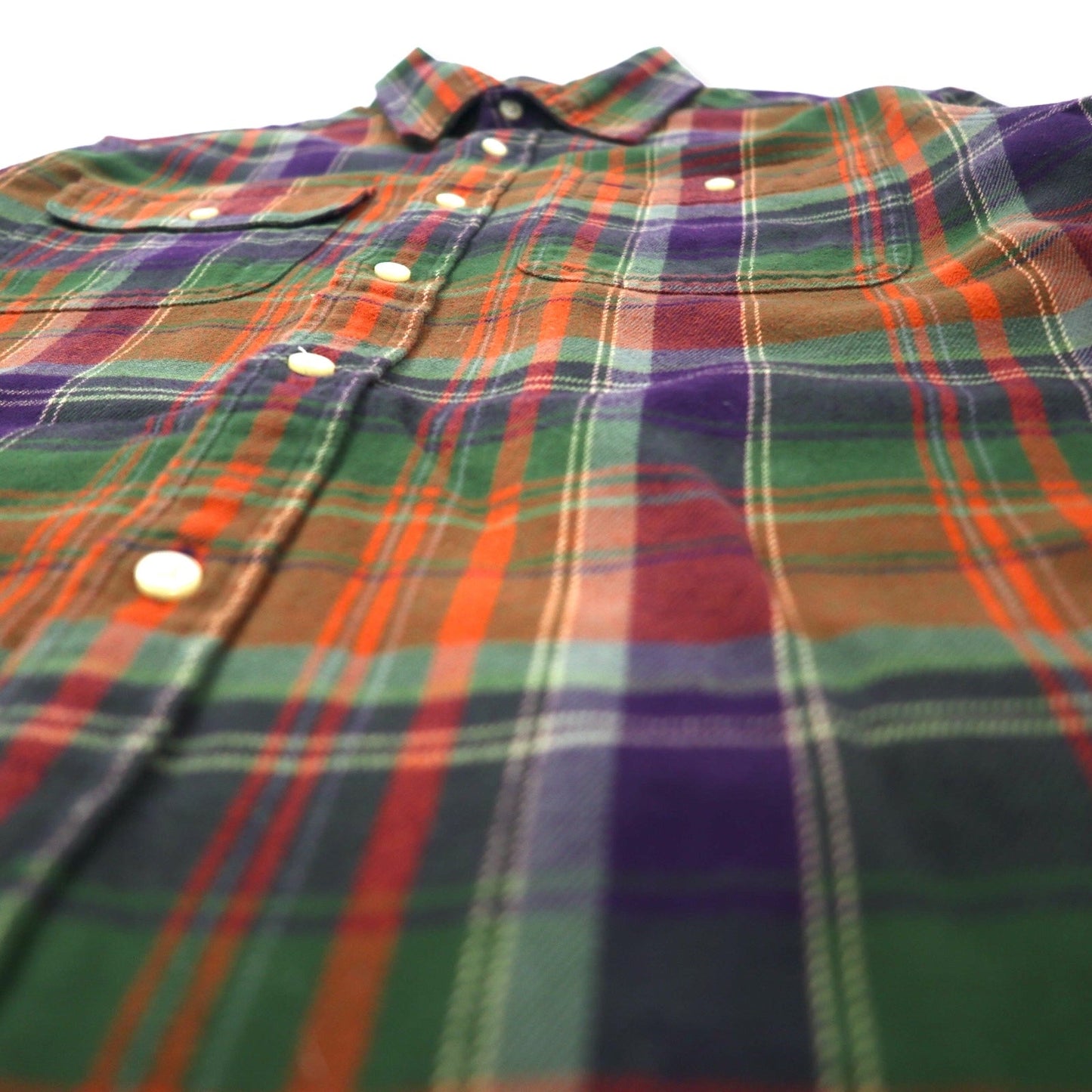 POLO RALPH LAUREN ボーイフレンドフィット フランネルシャツ L ブラウン チェック コットン