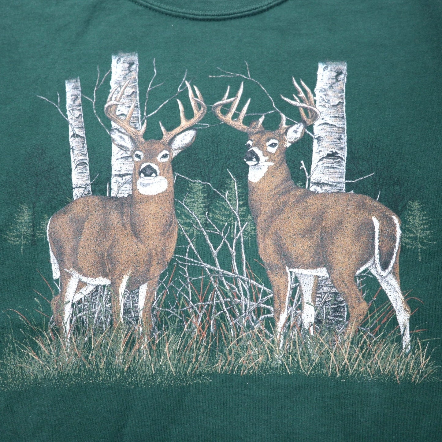 JERZEES アニマル プリント スウェット S グリーン コットン NUBLEND 鹿 ホンジュラス製