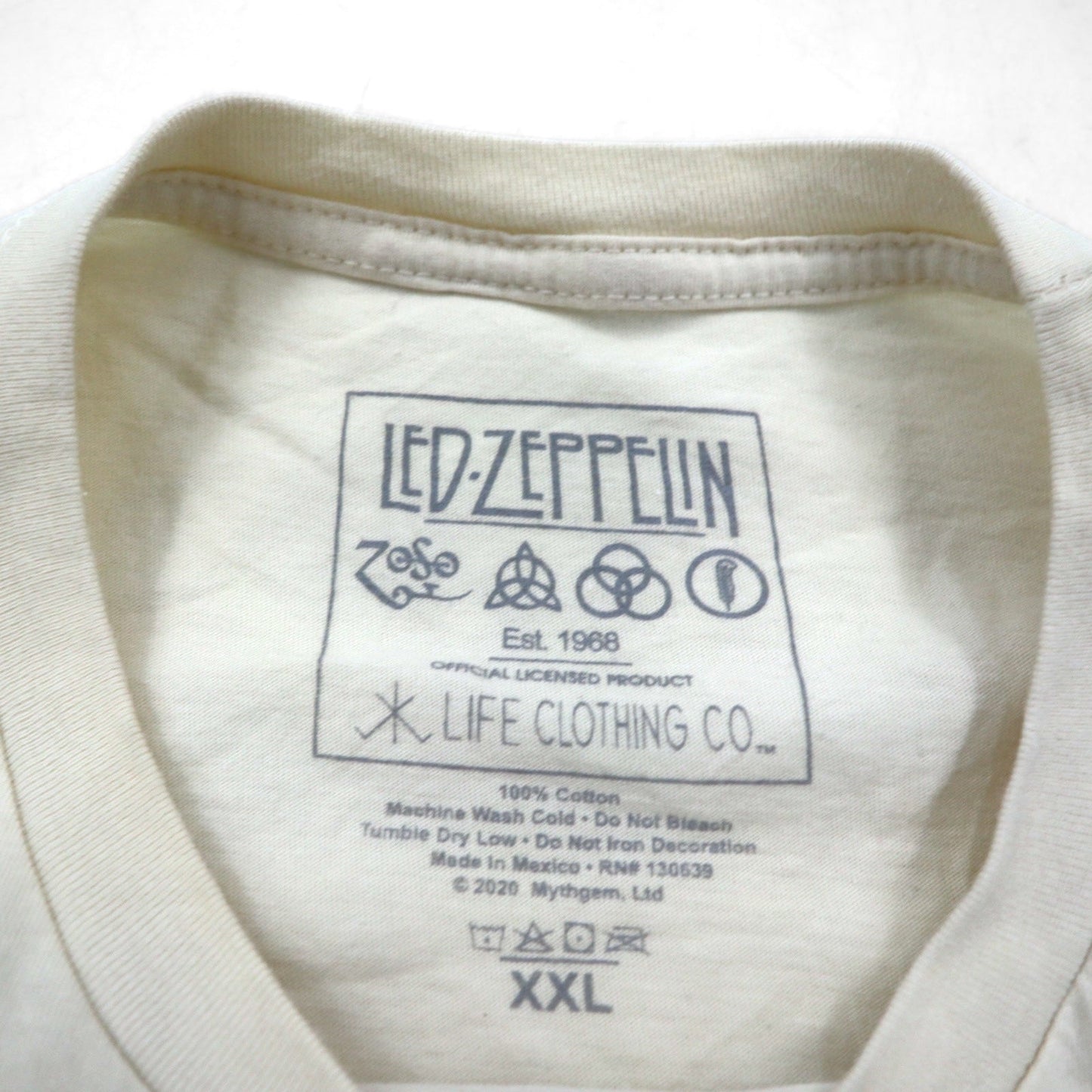 LED ZEPPELIN レッドツェッペリン ロック バンド 日本語 邦題 Tシャツ 2XL クリーム 胸いっぱいの愛を