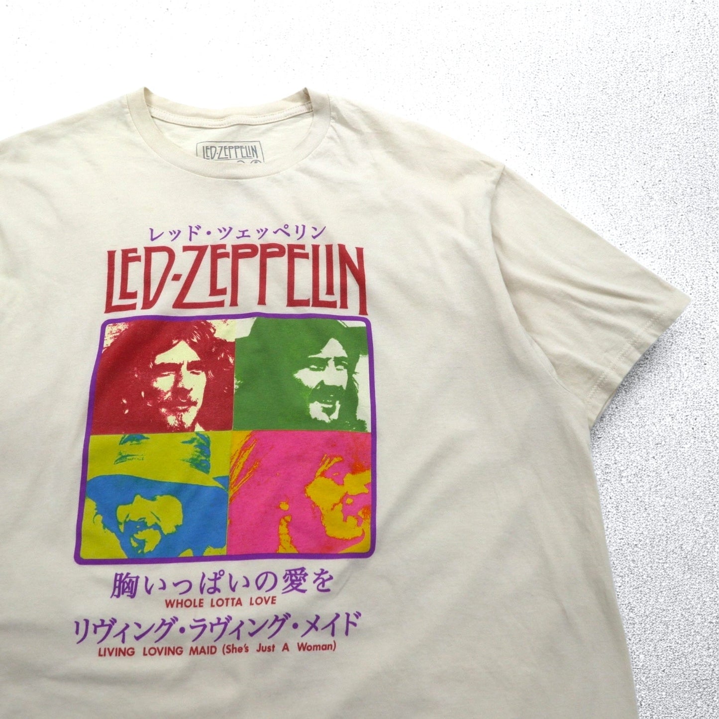 LED ZEPPELIN レッドツェッペリン ロック バンド 日本語 邦題 Tシャツ 2XL クリーム 胸いっぱいの愛を