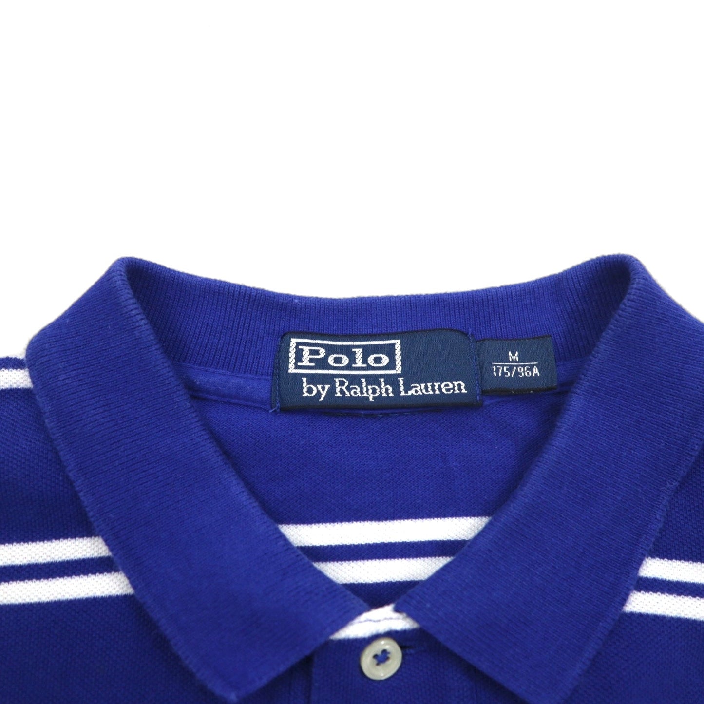 Polo by Ralph Lauren 90年代 ボーダー ポロシャツ M ブルー コットン 鹿の子 スモールポニー刺繍