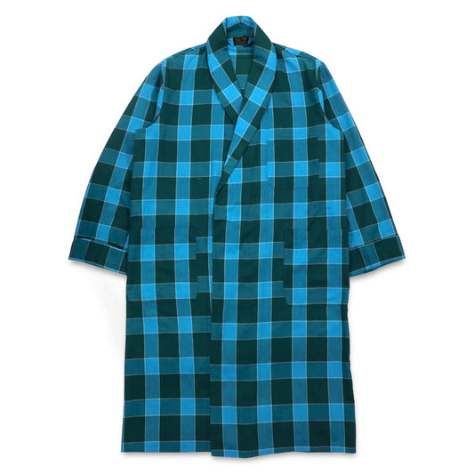Sears 70年代 ガウンコート M ブルー チェック コットン ポリエステル PERMA PREST