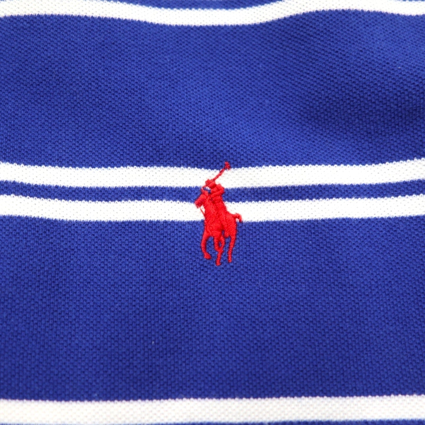 Polo by Ralph Lauren 90年代 ボーダー ポロシャツ M ブルー コットン 鹿の子 スモールポニー刺繍