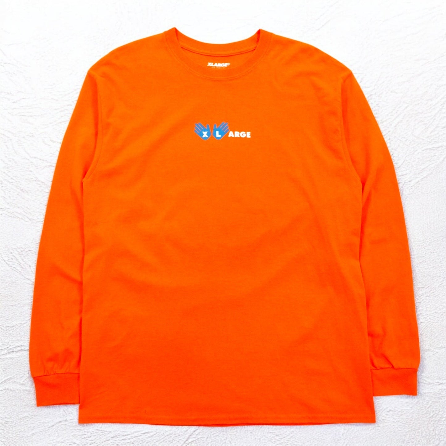 X-LARGE ロゴプリント ロングスリーブTシャツ ロンT L オレンジ コットン 両面プリント