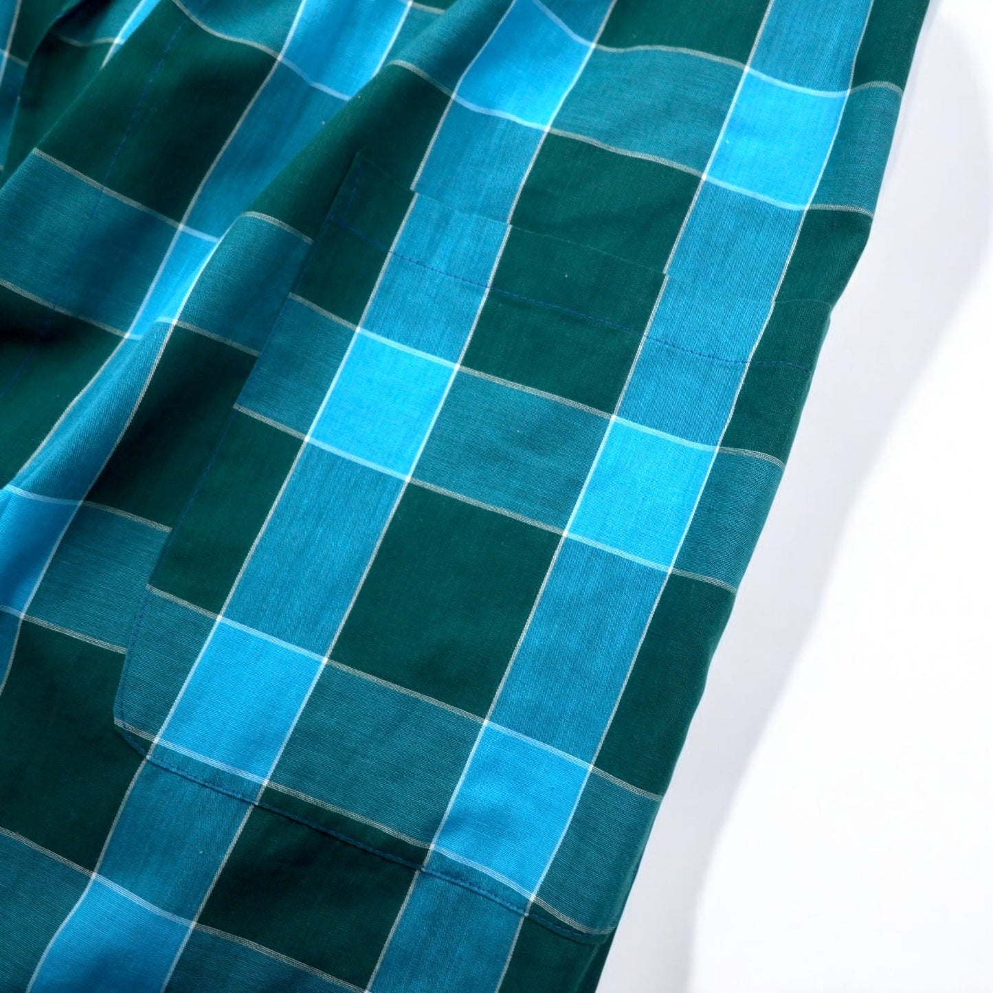 Sears 70年代 ガウンコート M ブルー チェック コットン ポリエステル PERMA PREST