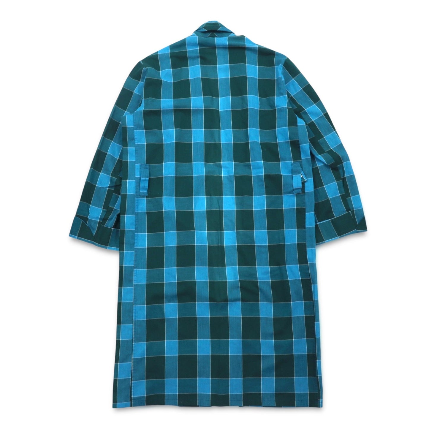 Sears 70年代 ガウンコート M ブルー チェック コットン ポリエステル PERMA PREST