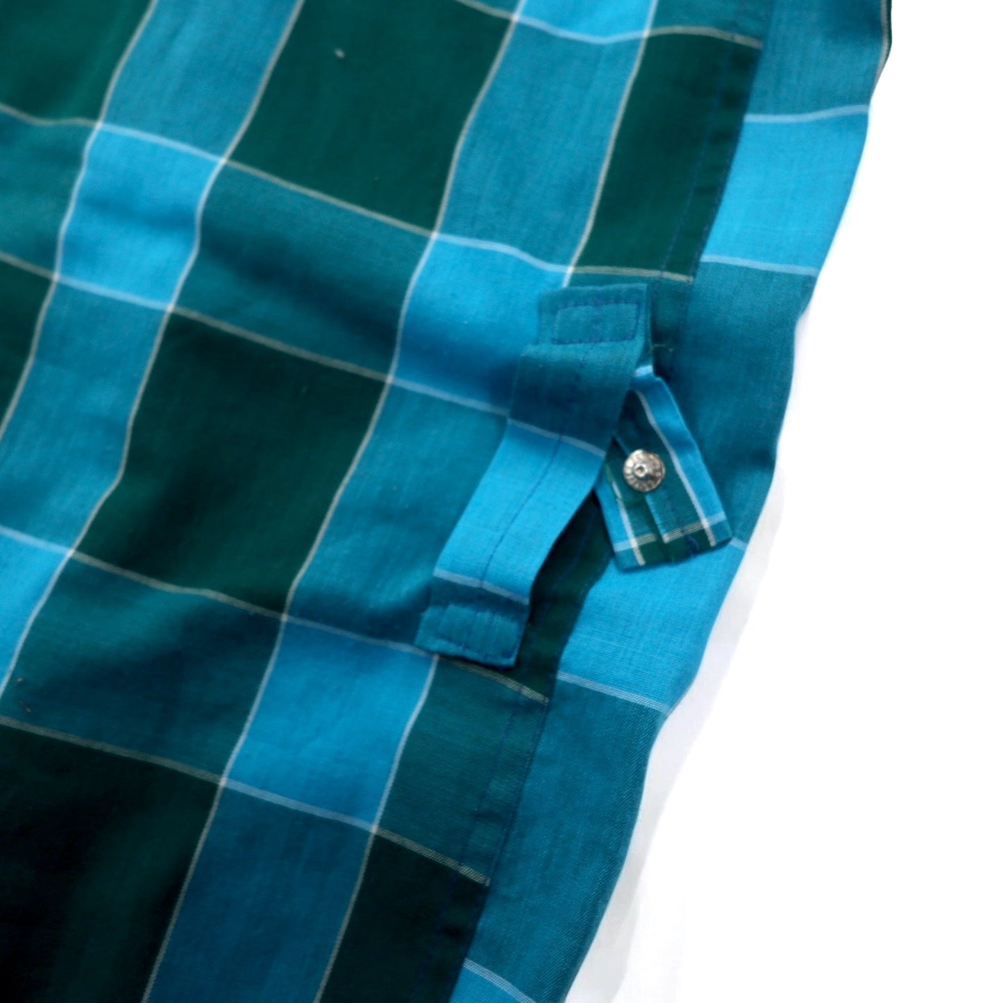 Sears 70年代 ガウンコート M ブルー チェック コットン ポリエステル PERMA PREST