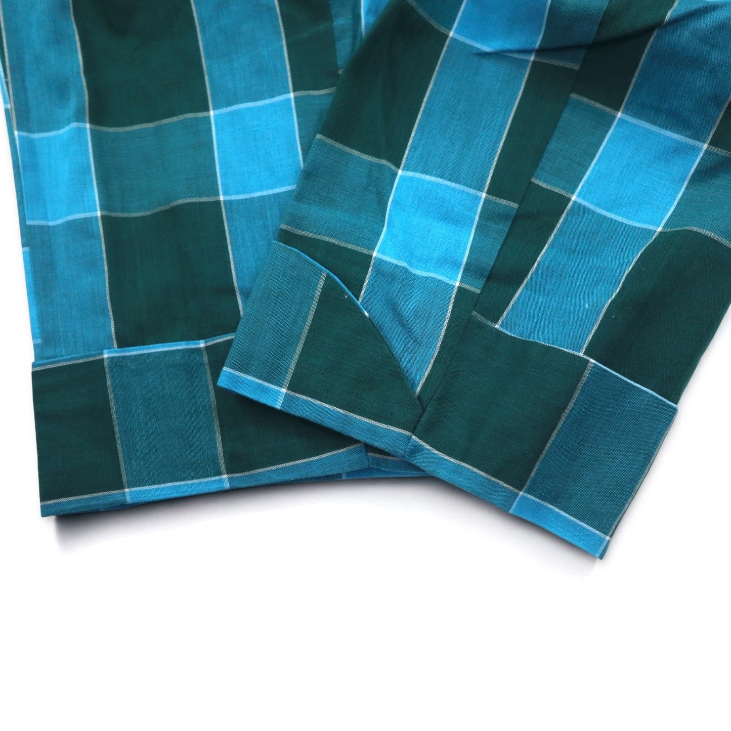 Sears 70年代 ガウンコート M ブルー チェック コットン ポリエステル PERMA PREST