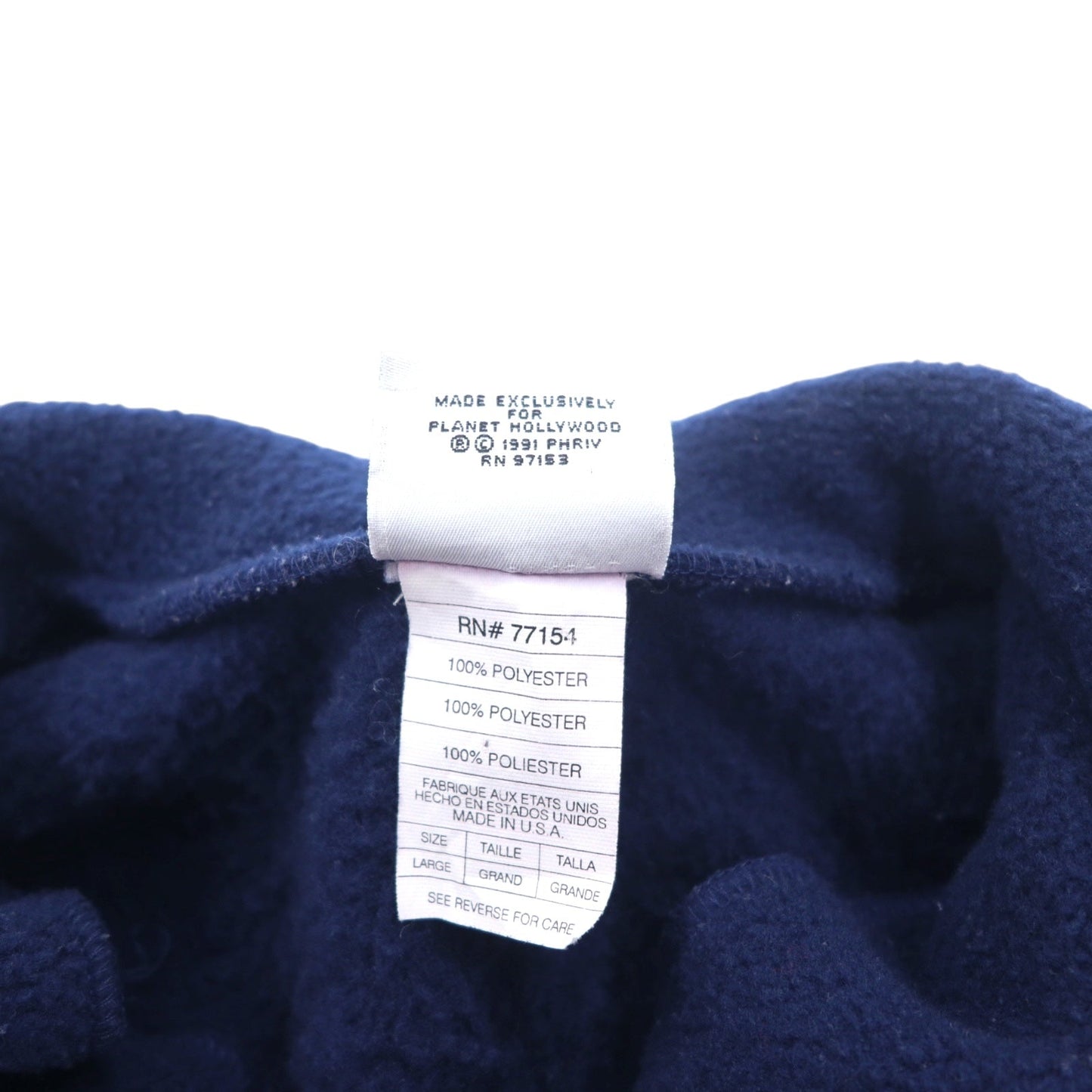 PLANET HOLLYWOOD 90年代 USA製 ハーフジップ フリースジャケット L ネイビー ORLANDO ドローコード