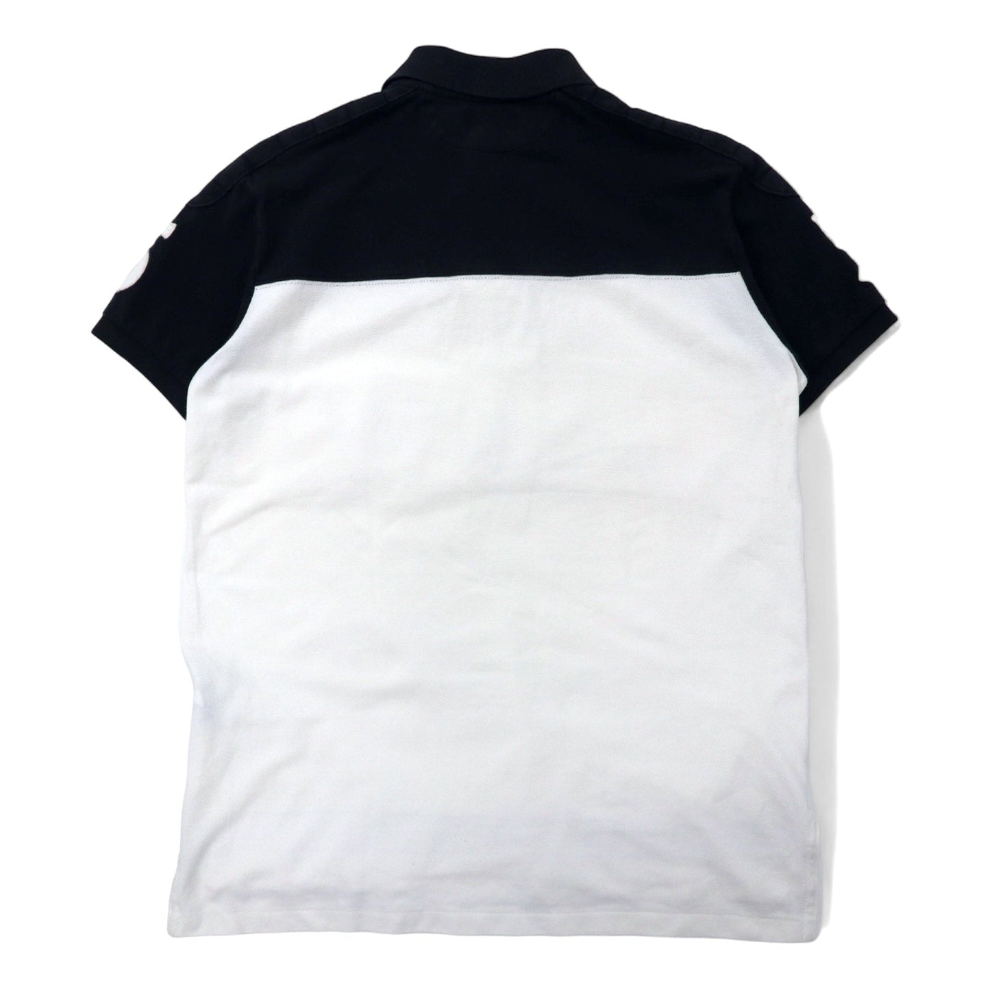 POLO RALPH LAUREN ポロシャツ M ブラック ホワイト コットン 鹿の子 CUSTOM FIT エンブレムロゴ 刺繍 P.R.L.S.C スリランカ製