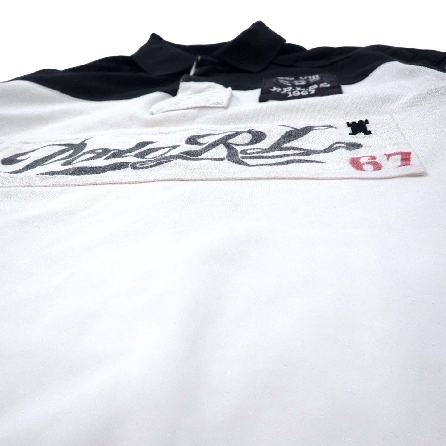 POLO RALPH LAUREN ポロシャツ M ブラック ホワイト コットン 鹿の子 CUSTOM FIT エンブレムロゴ 刺繍 P.R.L.S.C スリランカ製