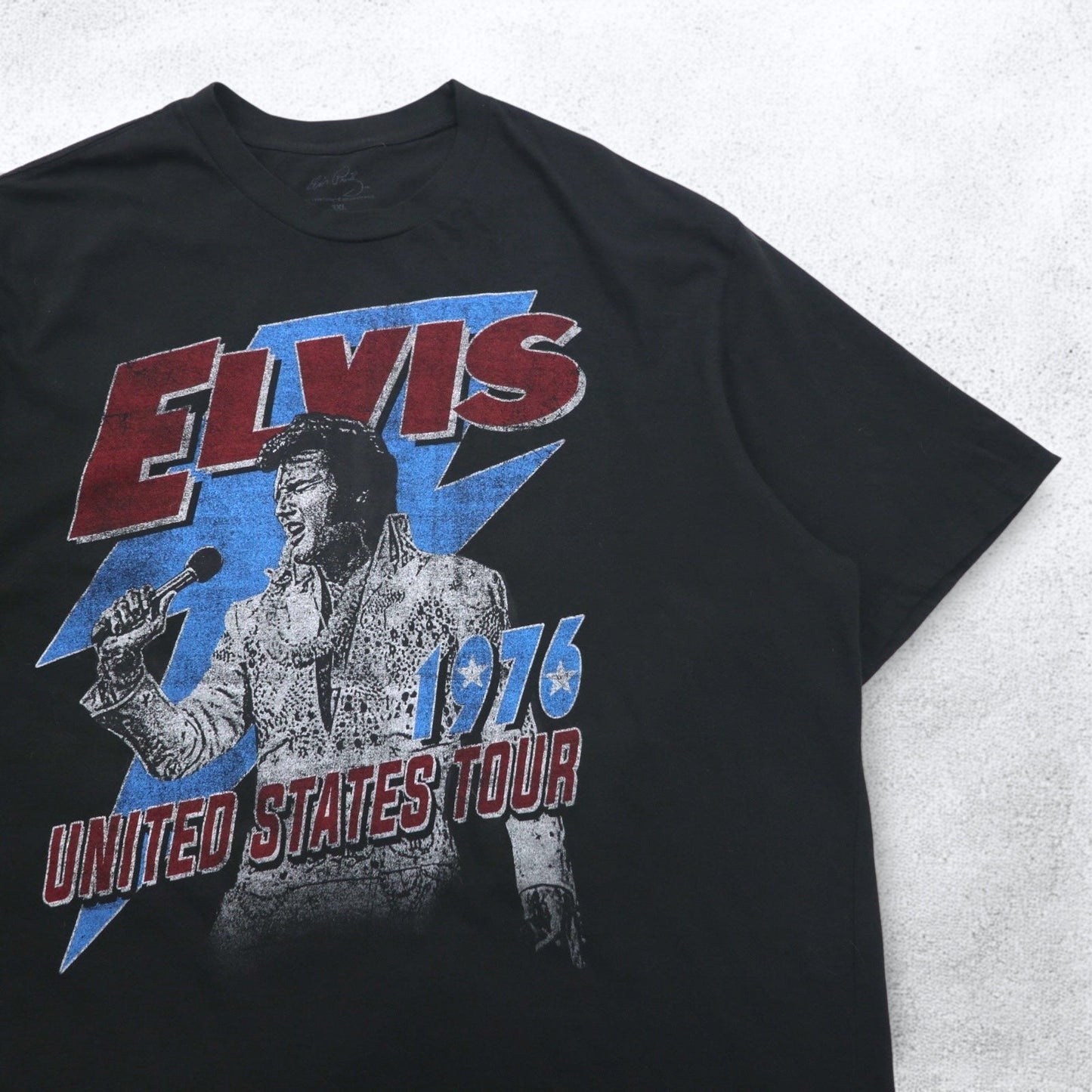 ELVIS PRESLEY エルヴィスプレスリー ミュージック アーティスト Tシャツ 3XL ブラック コットン UNITED STATES TOUR 1976