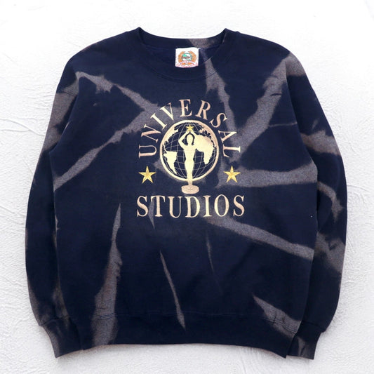 90年代 UNIVERSAL STUDIOS タイダイ 刺繍 スウェット L ネイビー 裏起毛
