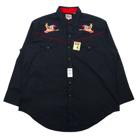 ELY CATTLEMAN 70年代 ウエスタンシャツ XXL ブラック コットン スーベニア 刺繍 デッドストック 未使用品